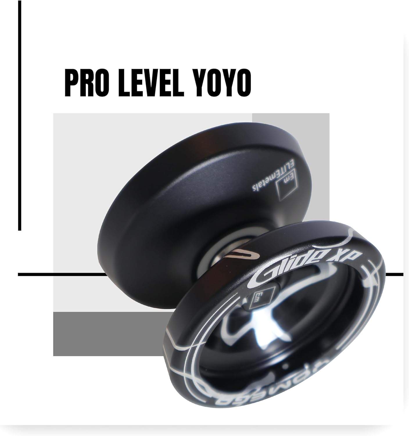 Yomega Glide™ XP – Pro Level Aluminum Metal Yoyo for Advance Players – Wing Shaped, C Size Ball Bearing Yoyo with Adjustable Responsive/Nonresponsive Play + 3 Month Warranty (Black and Silver)