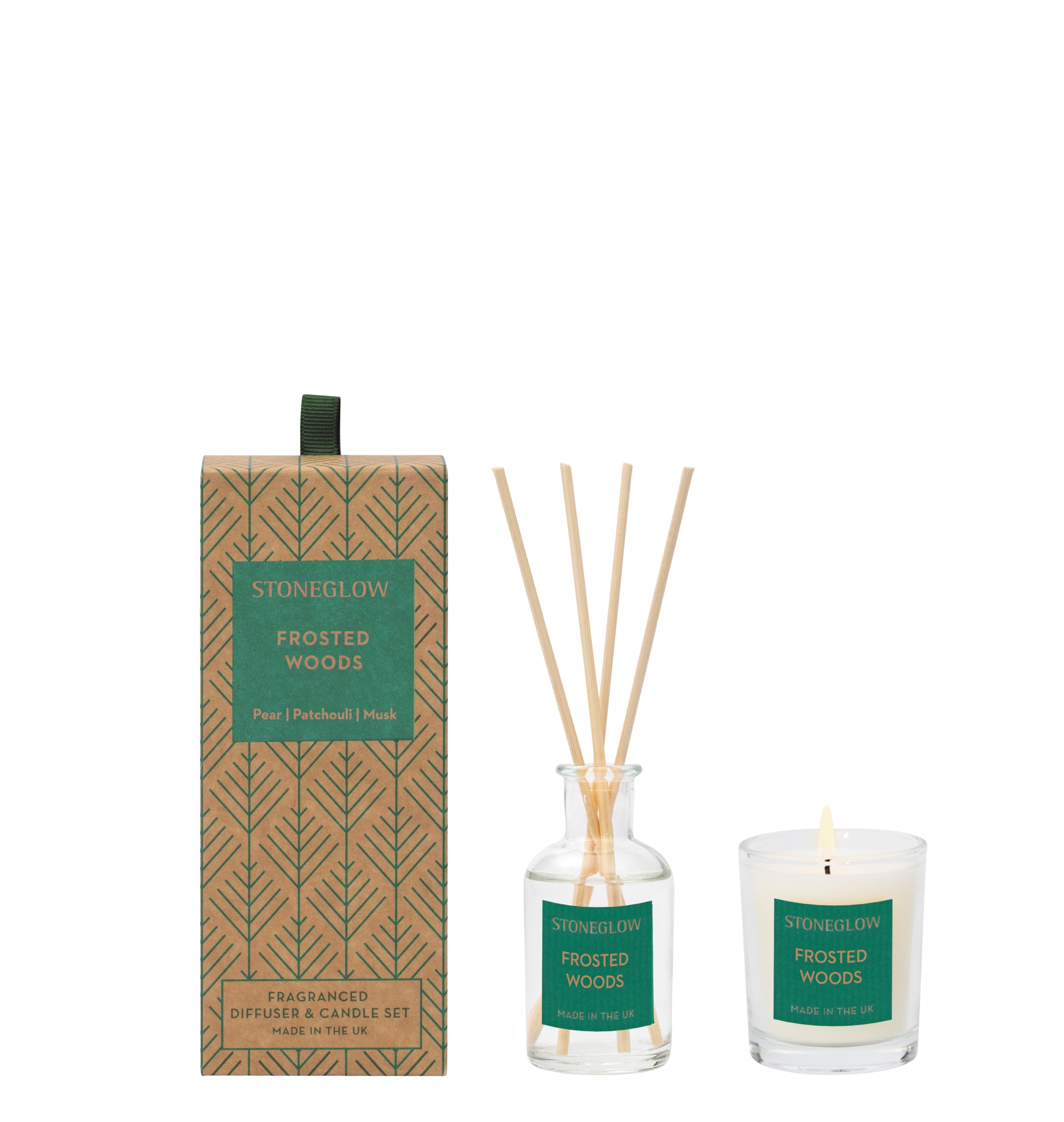 Stoneglow Seasonal - Frosted Woods (Pear, Patchouli & Musk) - Mini Gift Set - Reed Diffuser & Votive
