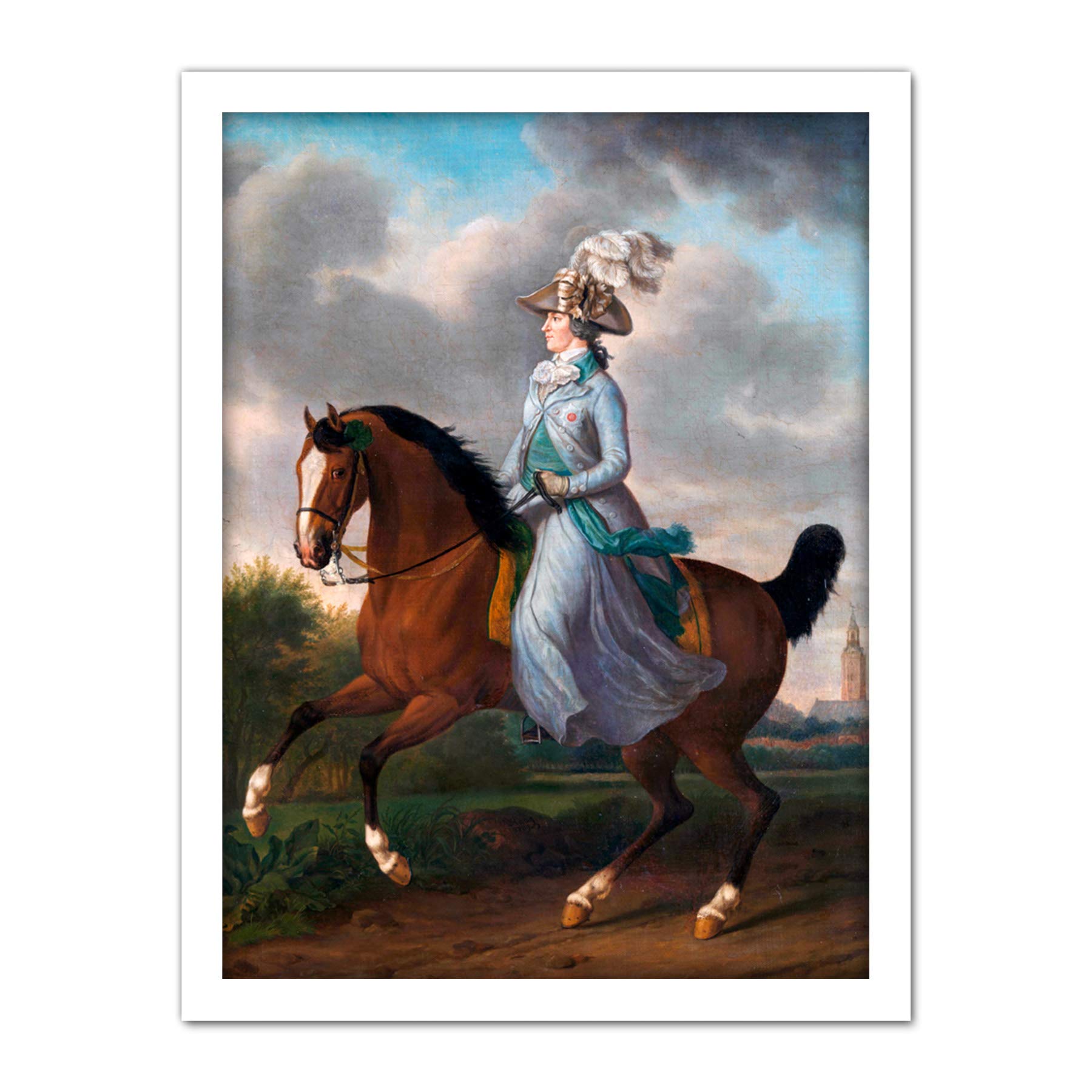 Artery8 Haag Wilhelmina Horse Equestrian Portrait Painting Artwork Framed Wall Art Print 18X24 Inch