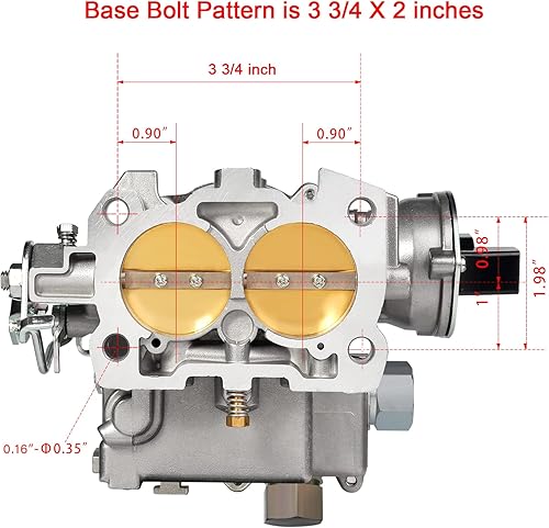 Miniatura 2 de Carburador marino de 2 barriles para Mercruiser Rochester Mercarb 3.0L 2.5L 4 CYL Motores con estrangulador eléctrico y juntas de chorros de enlace