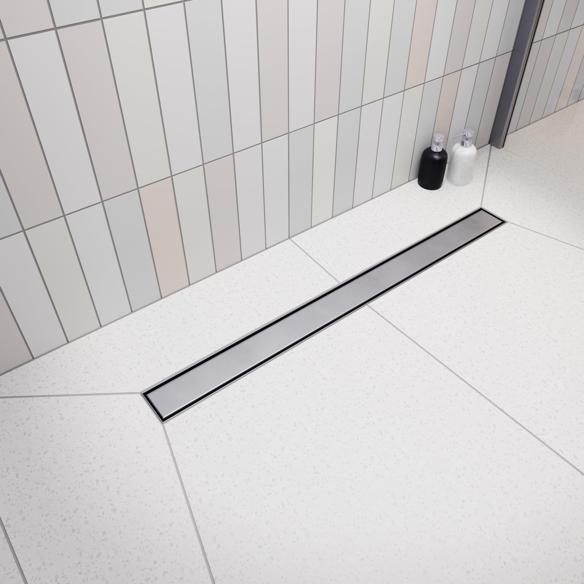 Canaleta de ducha Premium SLX Duo – Acero inoxidable AISI 304, óxido enlosable, sifón Ø50, colador de pelo, patas de montaje, manguito de sellado, 60 a 100 cm (60 cm)