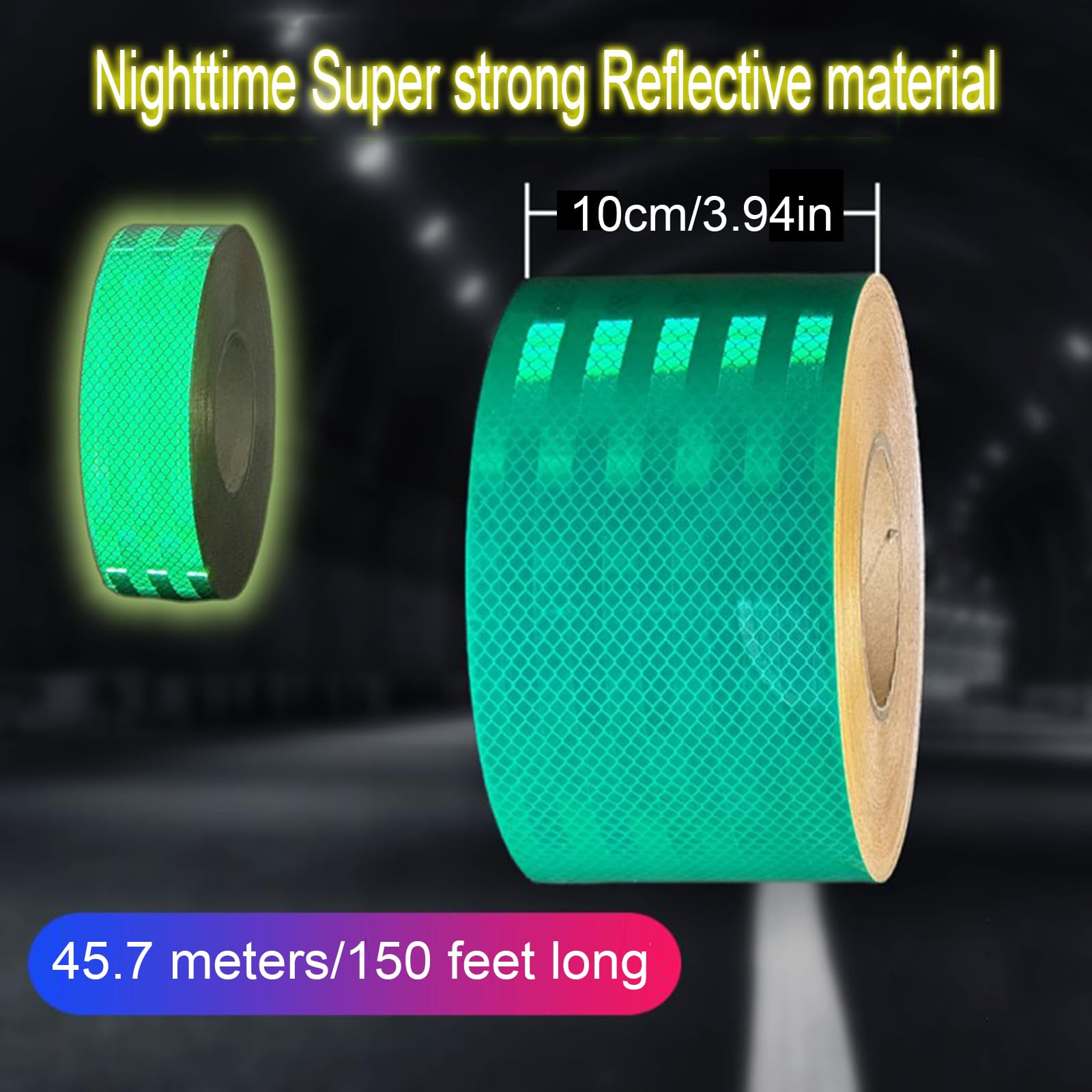 Cinta reflectante de 2 a 20 cm de ancho, 45,7 m de largo, tira de seguridad de alta visibilidad para uso en exteriores, adhesivo impermeable, ideal para vehículos, equipo de seguridad y proyectos de