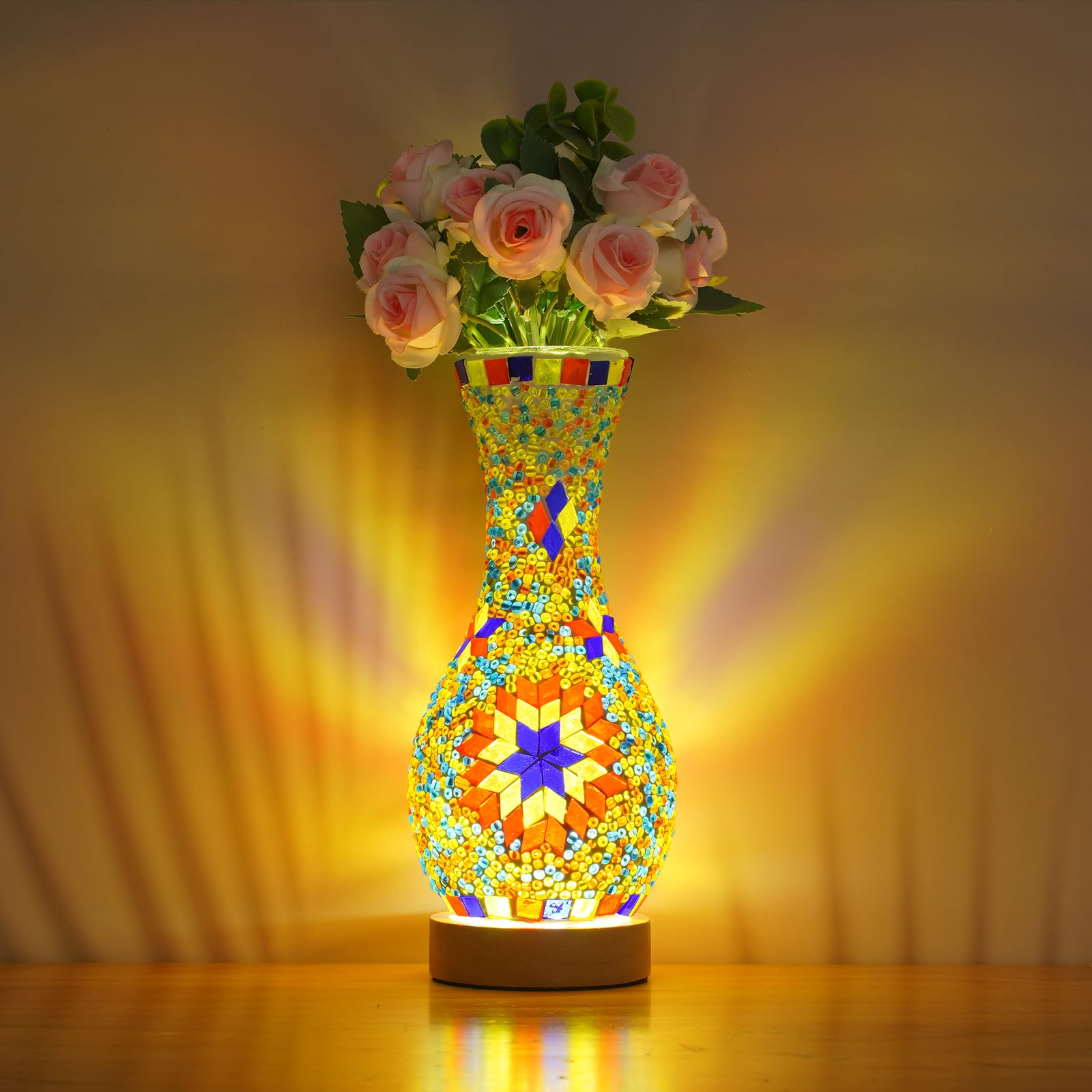 ★asian interior★ ★Glass＆Flower・set Amazon.com: JAITAIK Mosaic Vase Lamp, Turkish Moroccan Table Lamp