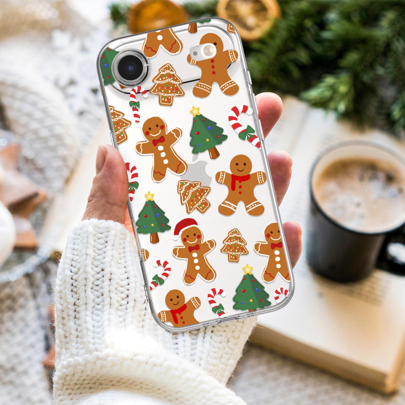 Schutzhülle für iPhone Air, Motiv: Weihnachtsbaum, Lebkuchenmann, transparent, niedlich, Süßigkeiten, Weihnachtsmann, Winterurlaub, Festival, Damen, Mädchen, Kinder, Mädchen, Mädchen, Mädchen