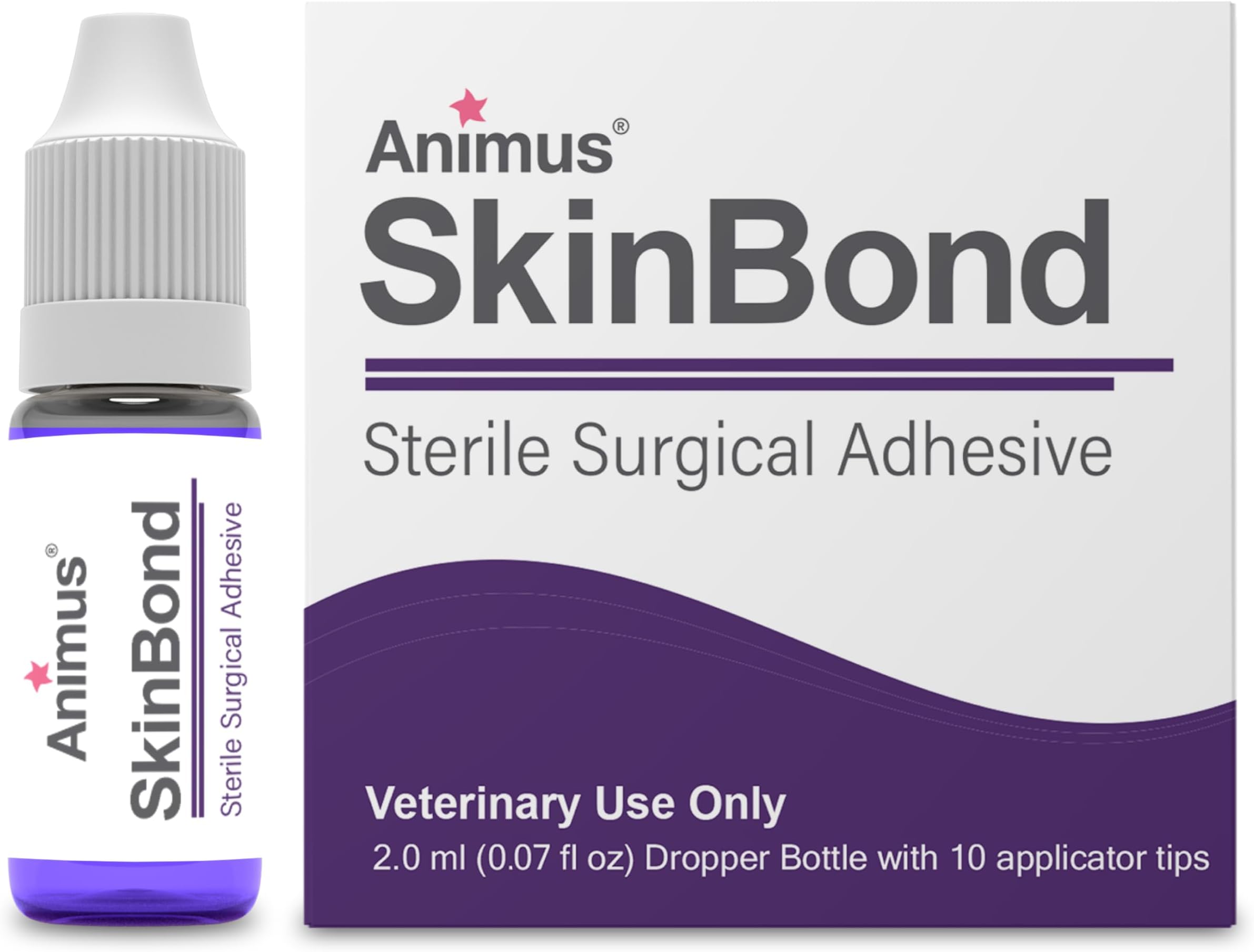 Animus SkinBond Veterinary Surgical Glue | Quick-Setting No Sting Cyanoacrylate Glue | Fast-Acting Skin Glue for Bleeding Control | Flexible Liquid Skin Waterproof Wound Sealer for Dogs and Cats