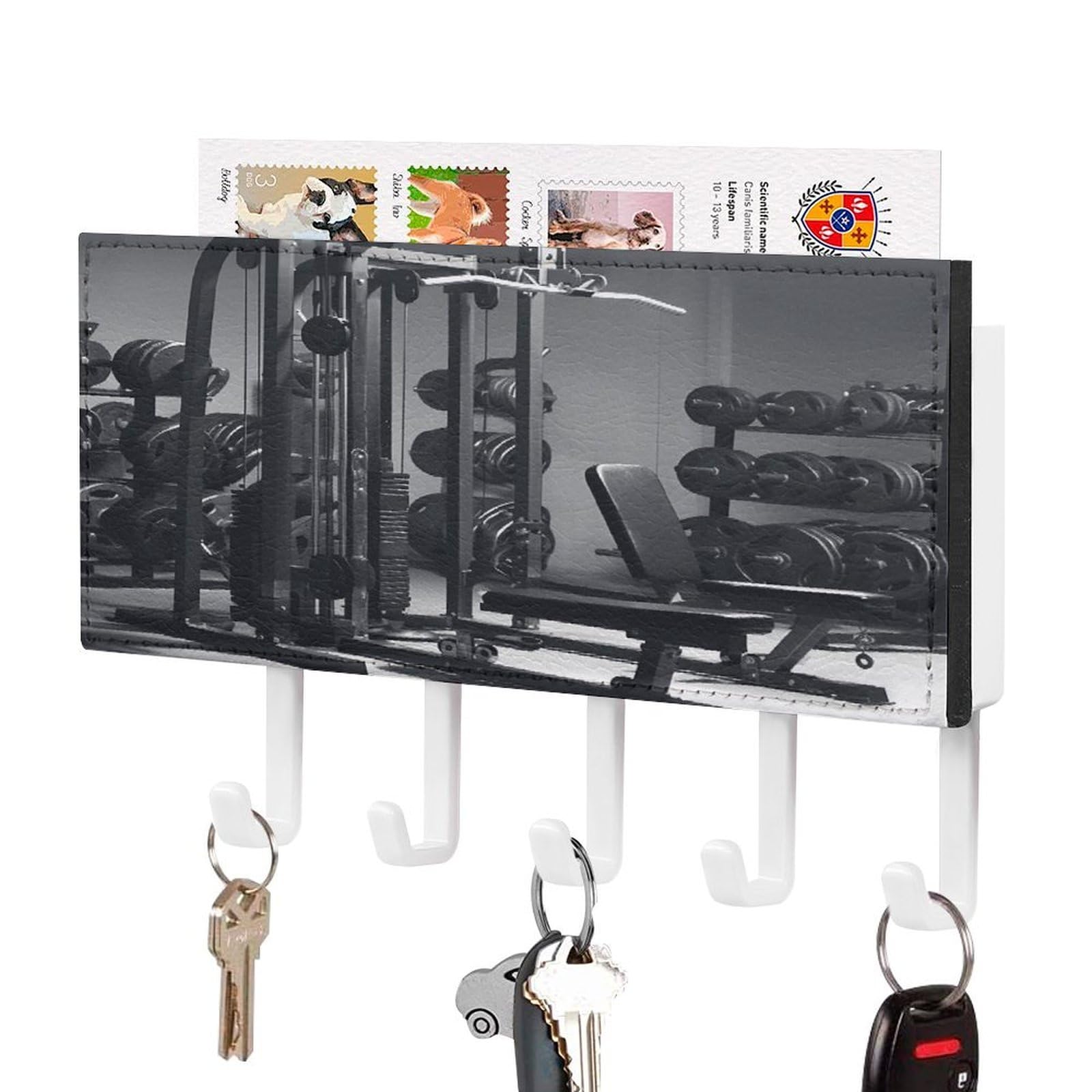 Soporte de pared para llaves con estante de madera y 5 ganchos