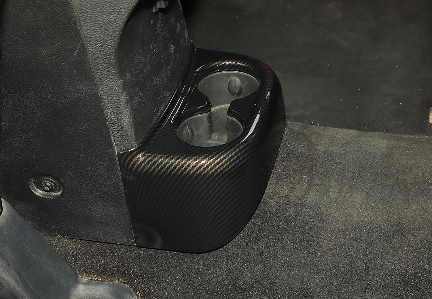 Rear Cup Holder Cover Carbon Fiber Center Console Rear Seat Water Cup Drink Bottle Stand Trim Frame for Jeep Wrangler JK 2011 2012 2013 2014 2015 2016 2017 Interior Accessories