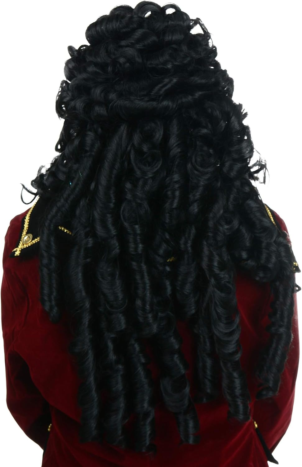 Fun Costumes Captain Hook Cosplay Wig for Men - Long Curly Wavy Black Buccaneer Wig for Pirate Costume Halloween Dress-Up