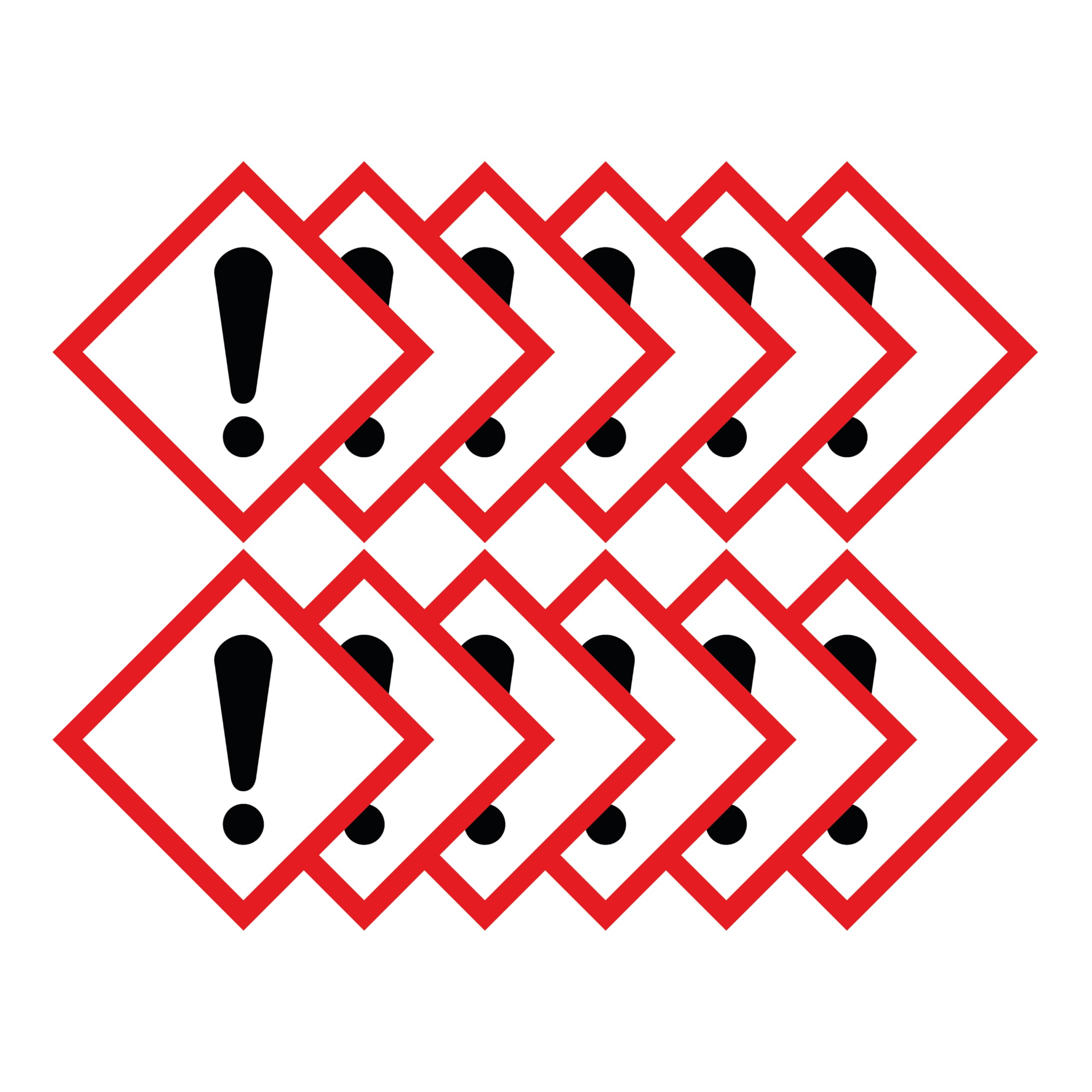 Warning Hazard Diamond Multi Pack 100mm x 100mm Strong Adhesive Vinyl Stickers for Safety (12)