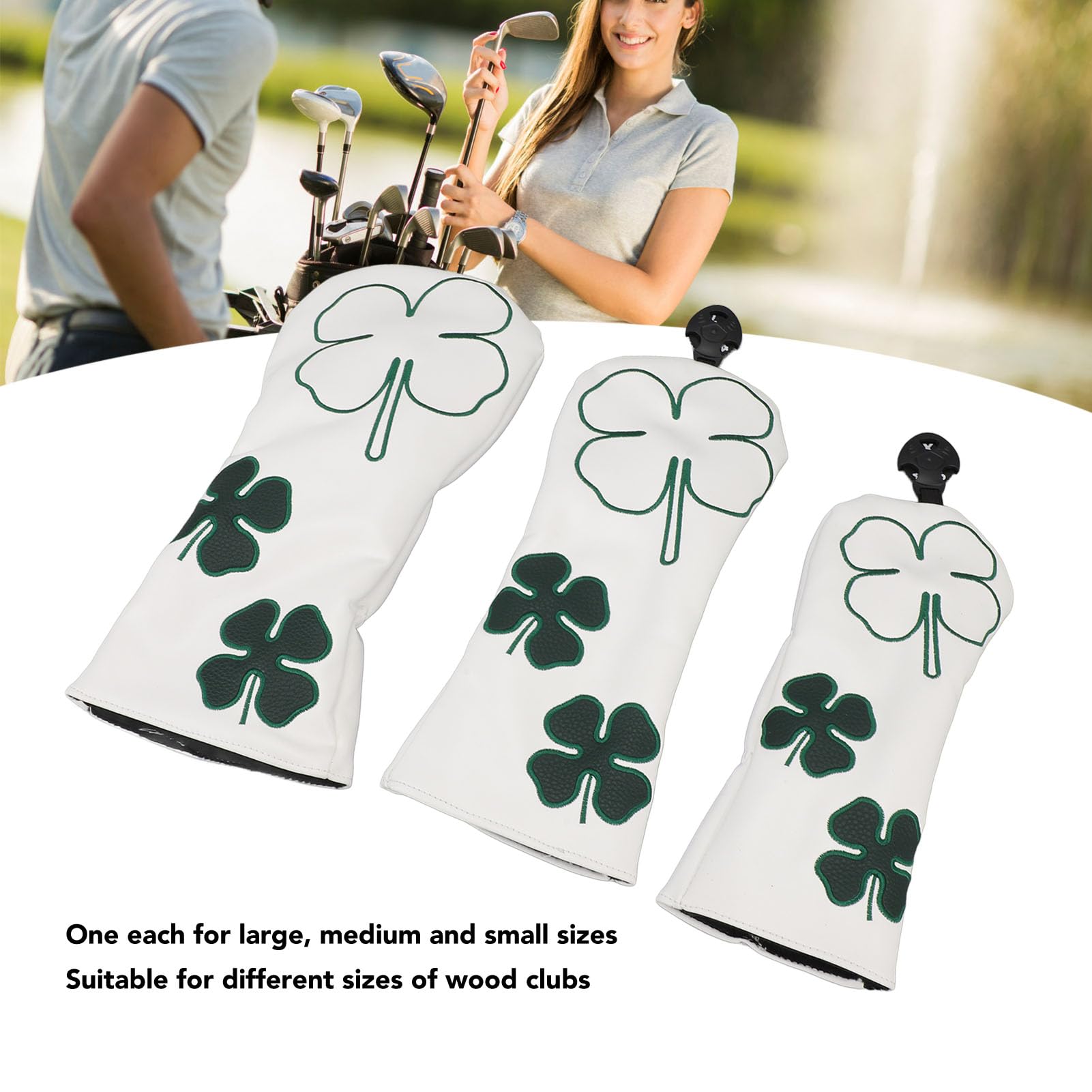 Abdeckungs-Set für Golfschläger, 3-teiliges Schlägerkopfhauben-Set, Hochwertiges PU-Leder, Wasserabweisend, Holz-Schlägerhauben für Golfbegeisterte