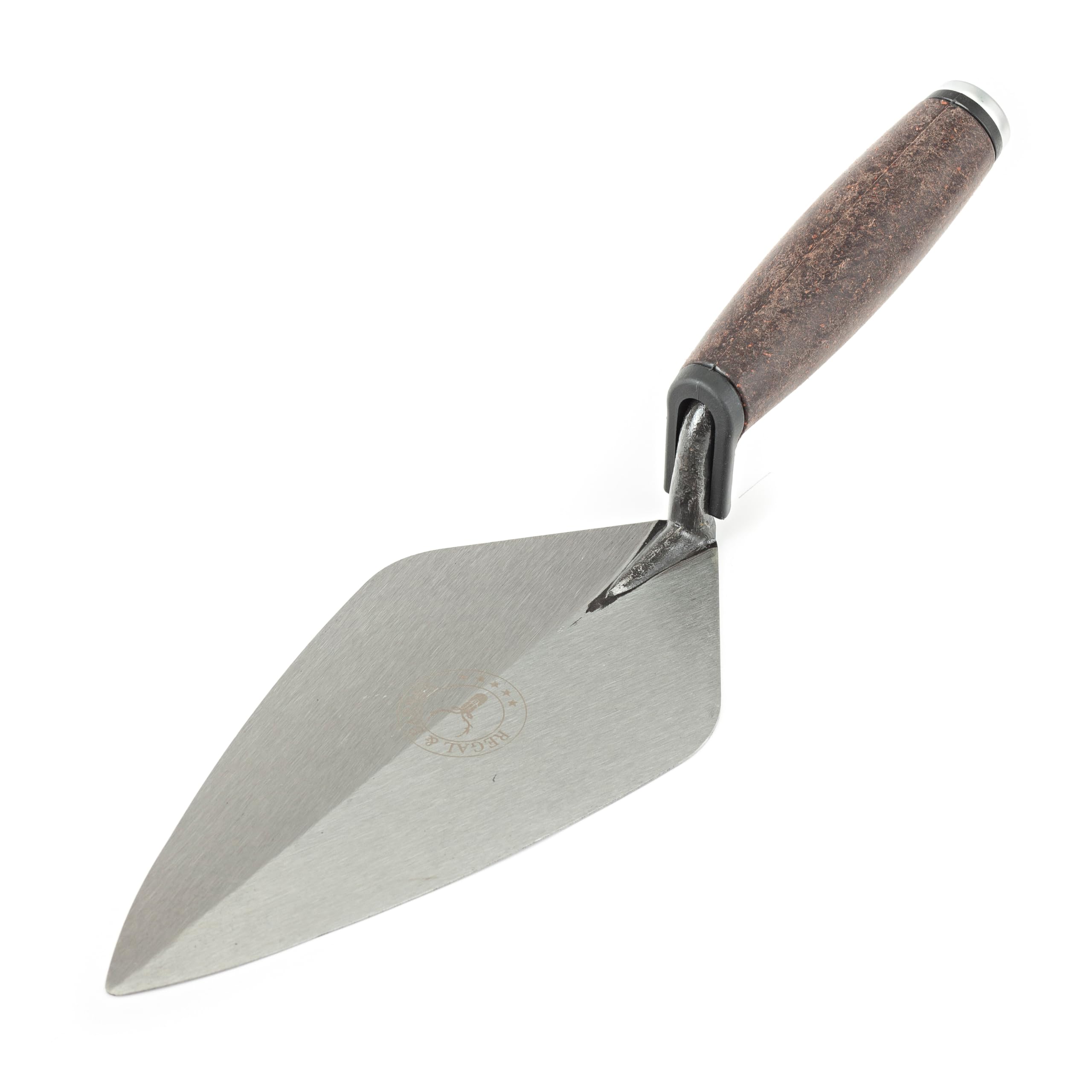 Regal & Barnes Heavy Duty London Brick Trowel 10"-12", Hardened Steel, Leather Handle, for DIY and Professional Use (12"/305mm)