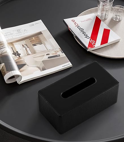 Miniatura 2 de Caja de pañuelos de piel sintética con cierre magnético, soporte rectangular moderno para mesas de noche de baño, sala de estar, soporte decorativo