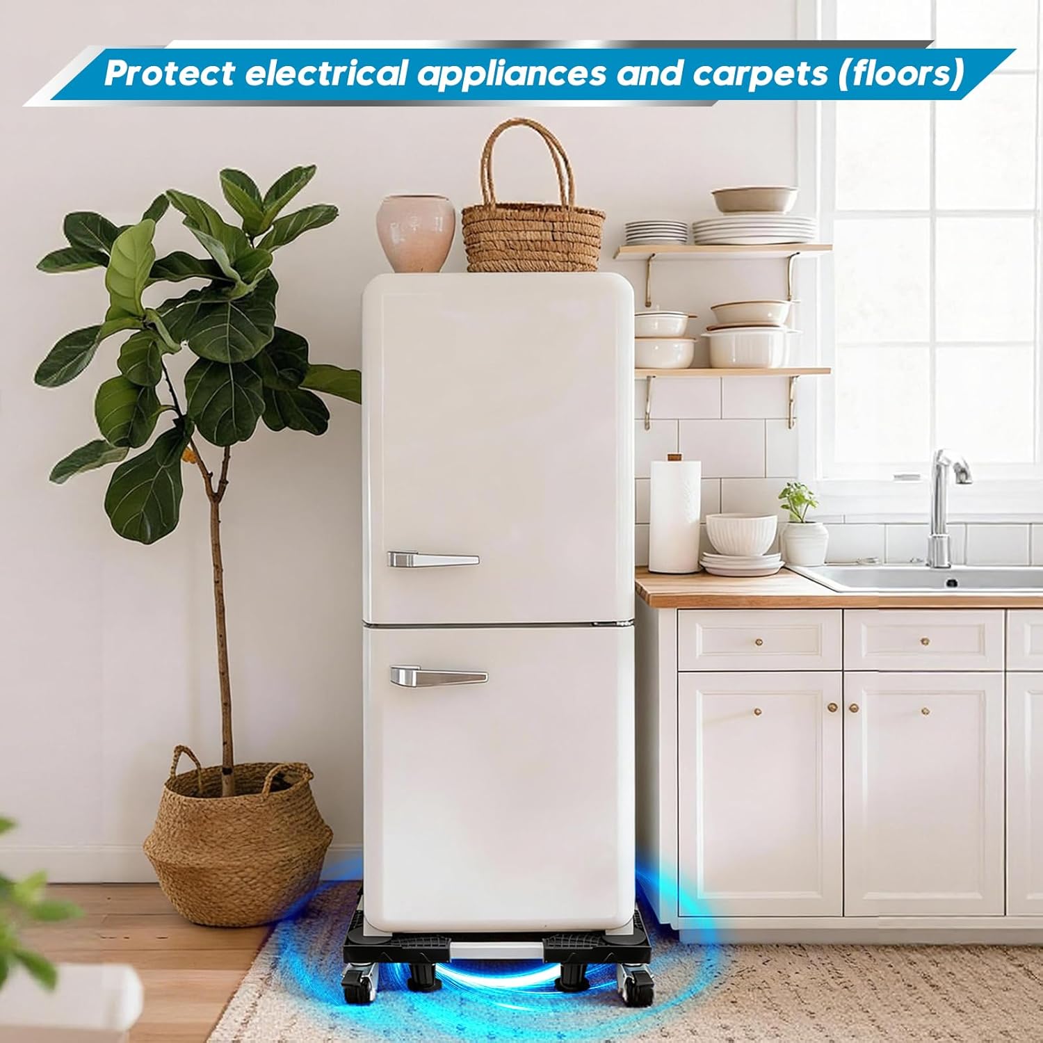 I'SMARTMOON 16-24in Furniture Dolly Adjustable Mini Fridge Stand with Wheels Washing Machine Stand Mobile Roller with 4 Locking Swivel Wheel Universal Mobile Base Moving Cart for Dryer Refrigerator