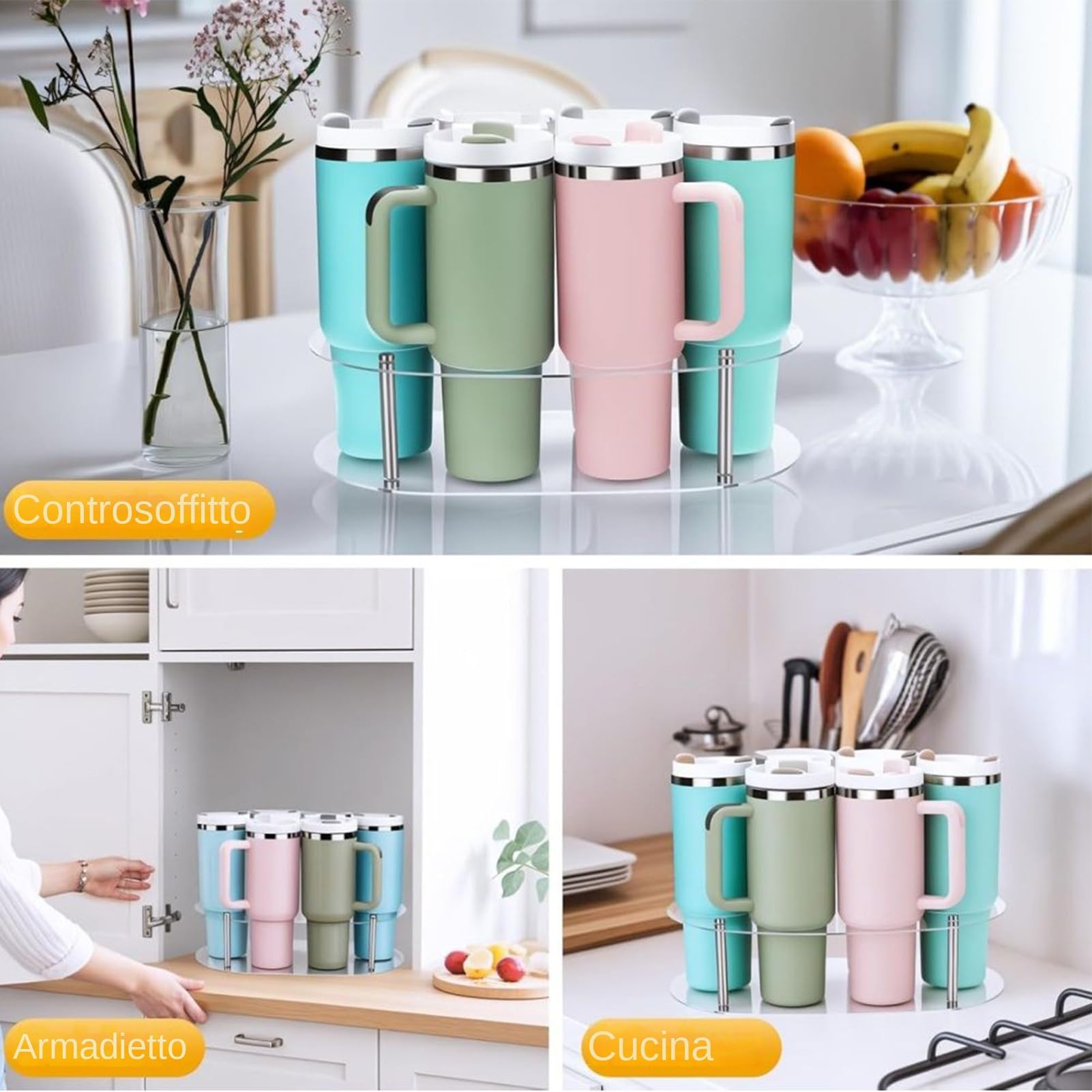 Becherhalter Organizer, Rack für Wasserflaschen Organizer für Theke | Panorama-Flaschenhalter mit 6 Steckplätzen für Drink Pantry Counterop Home Küche Organisation