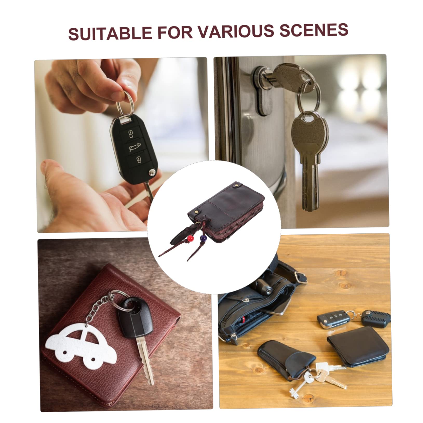 iplusmile caso chiave portafoglio con cerniera custodia per chiavi dal design retrò caso auto zip broun box chiavi portachiavi borsa multifunzionale astuccio per chiavi Brown