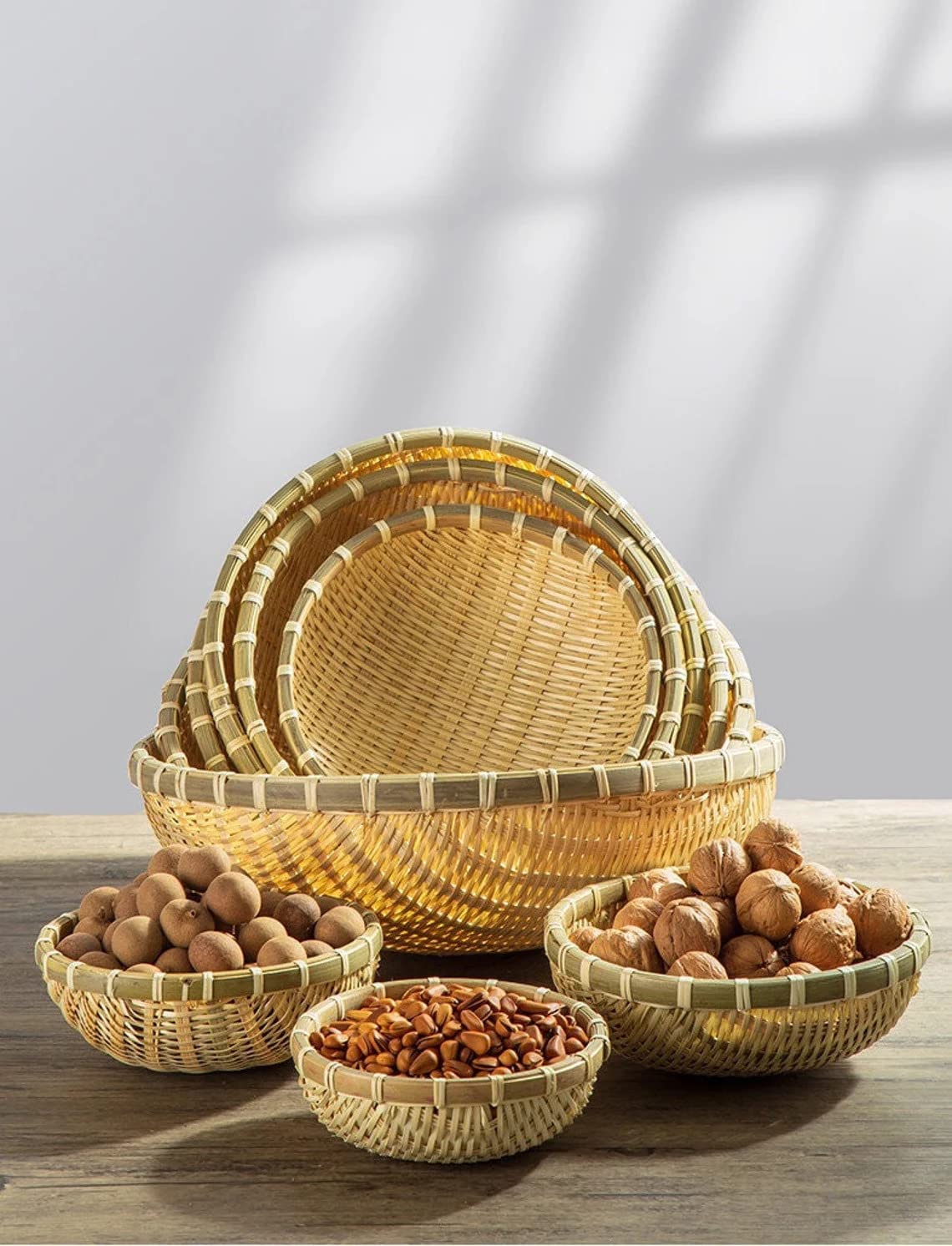 Handmade Bamboo Basket - Natural Storage -1 Handmade Bamboo Basket - Natural Storage -1