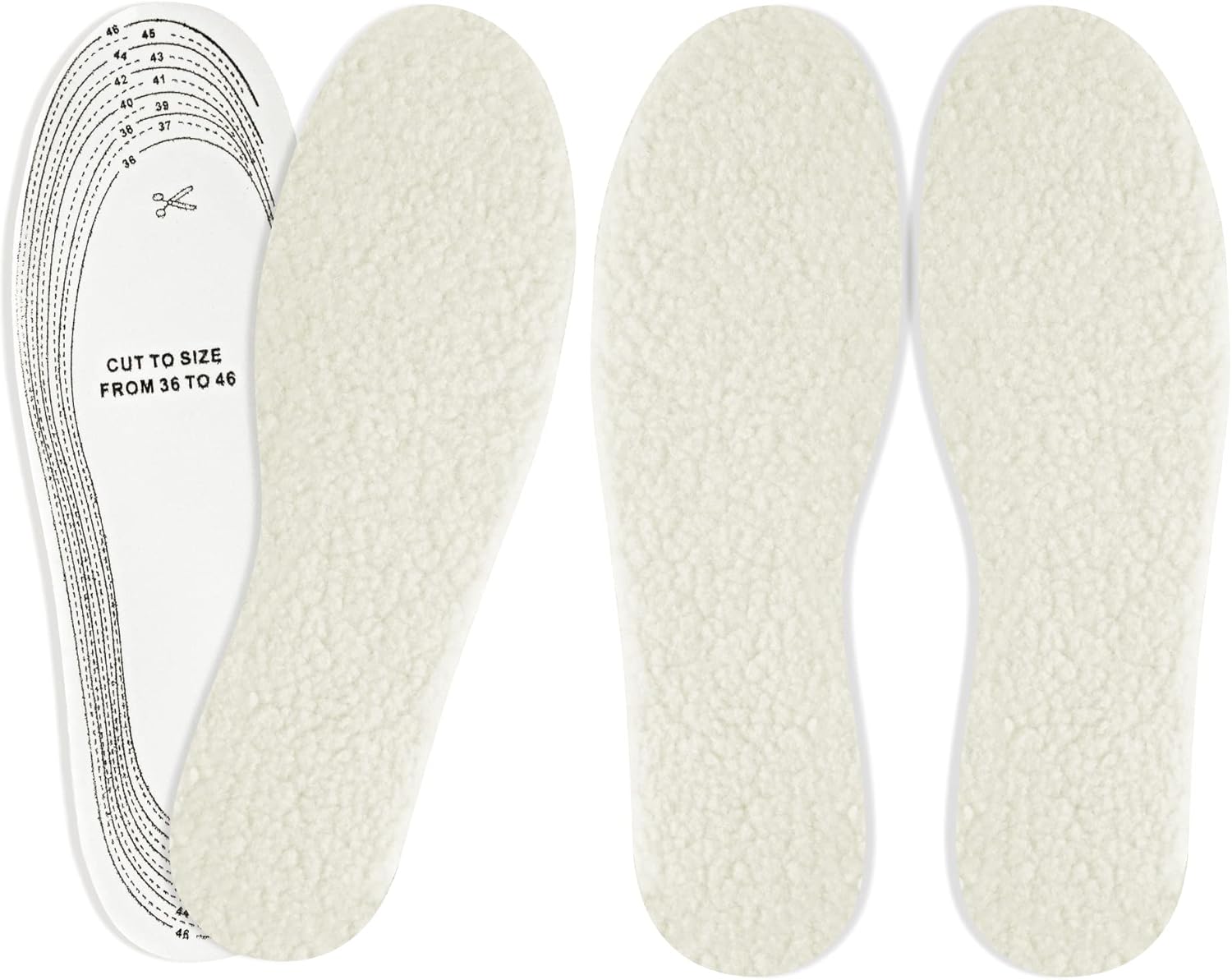 2 Pairs Lambswool Insoles for Women and Men, Winter Thick Insole Set