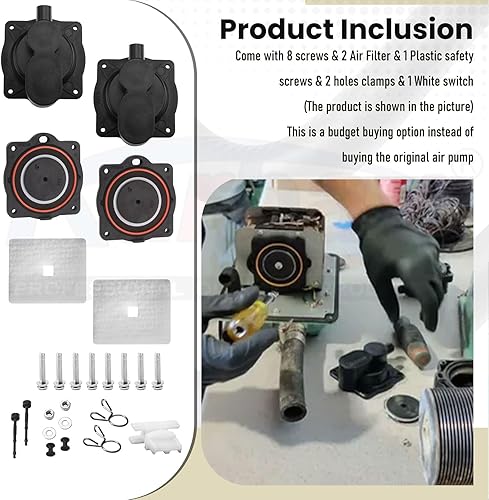 Miniatura 6 de Kit completo de reconstrucción de bomba de aire HP6080 para aireadores Hiblow HP 80, HP 60, HP-80-0110, con interruptor blanco