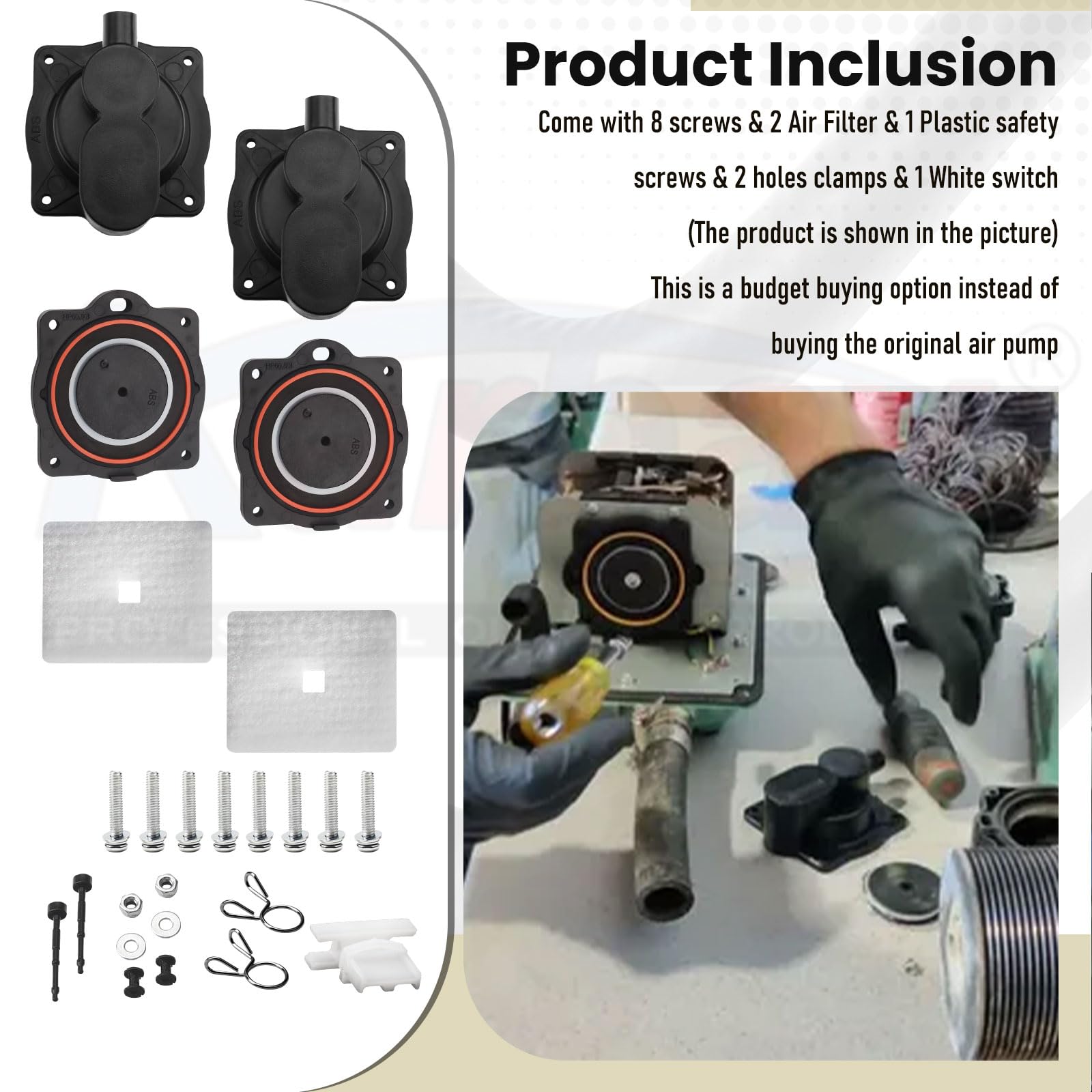 HP60/80 Kit Complet de Reconstruction pour aérateurs Hiblow HP 80, HP 60, HP-80-0110, avec Interrupteur Blanc