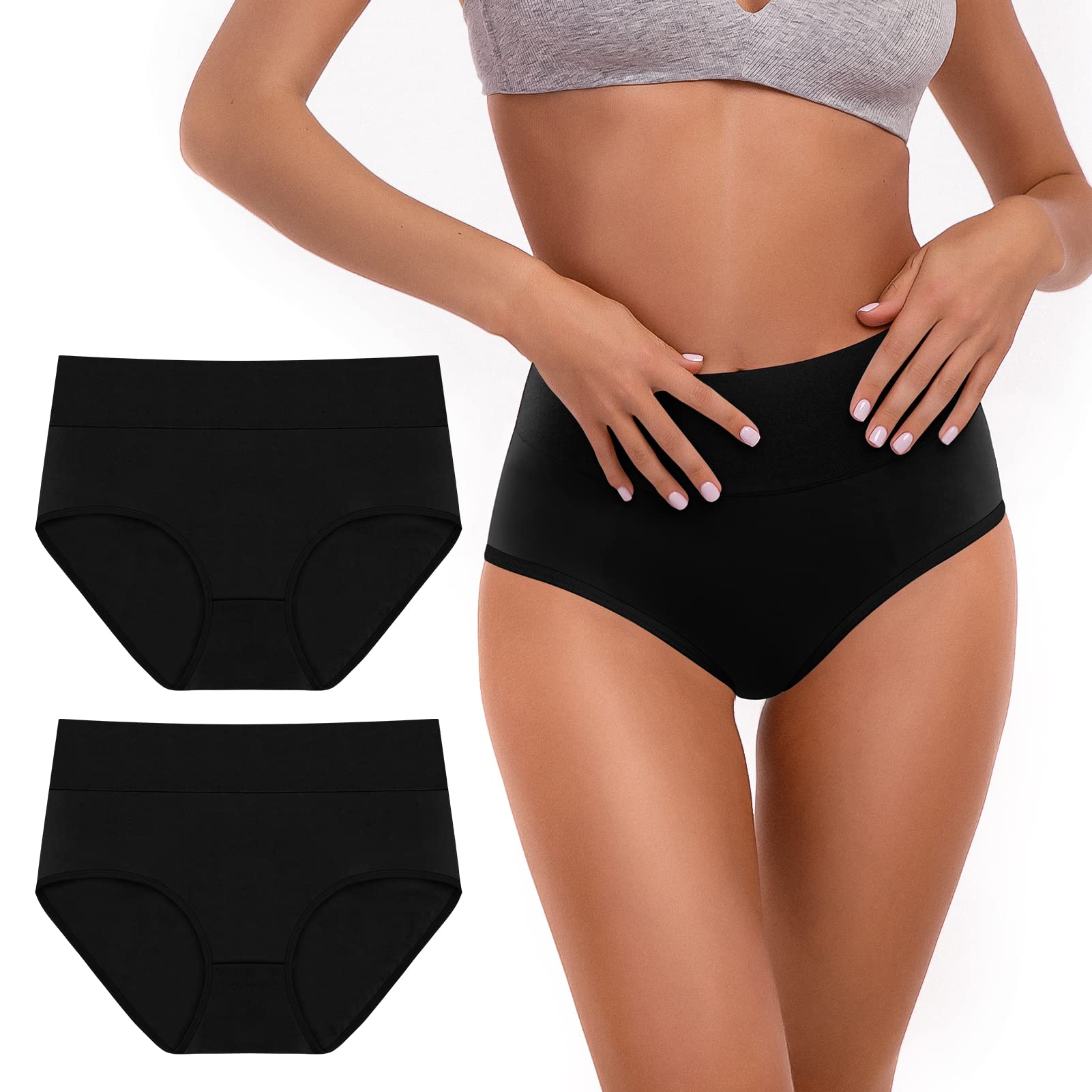 SINOPHANTLadies Cotton Knickers High Waisted Knickers for Women, Full Back Coverage Womens Underwear Multipack