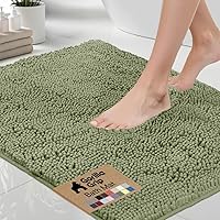 Vista 10 de GORILLA GRIP Alfombra de Baño 44x26, Chenilla Suave Absorbente, Tapetes de Microfibra de Secado Rápido, Respaldo de Goma Lavables Alfombras de Ducha