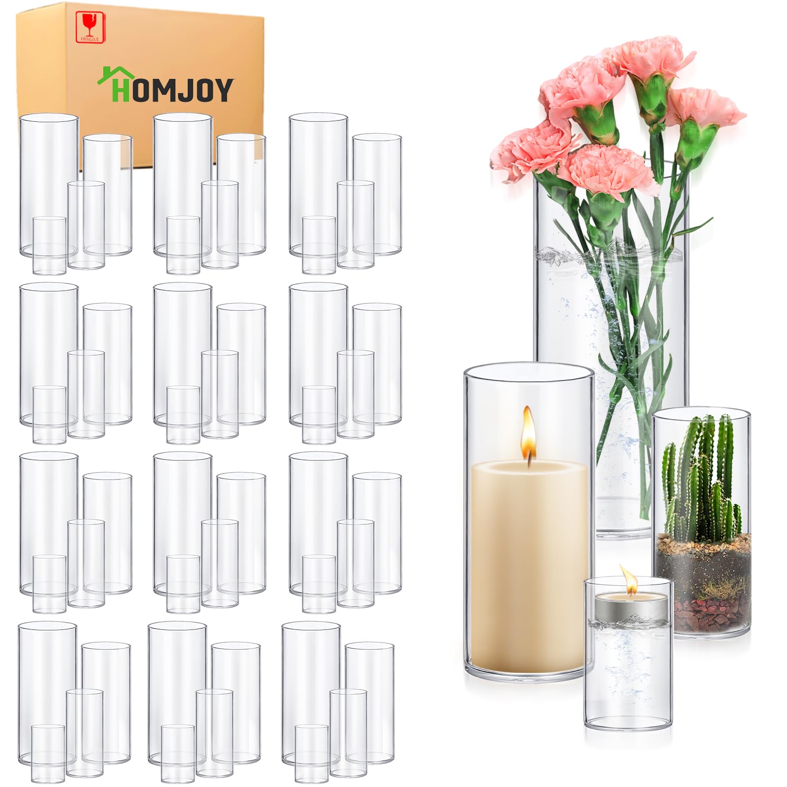 Photo 1 of Homjoy Glass Cylinder Vases - Set of 48