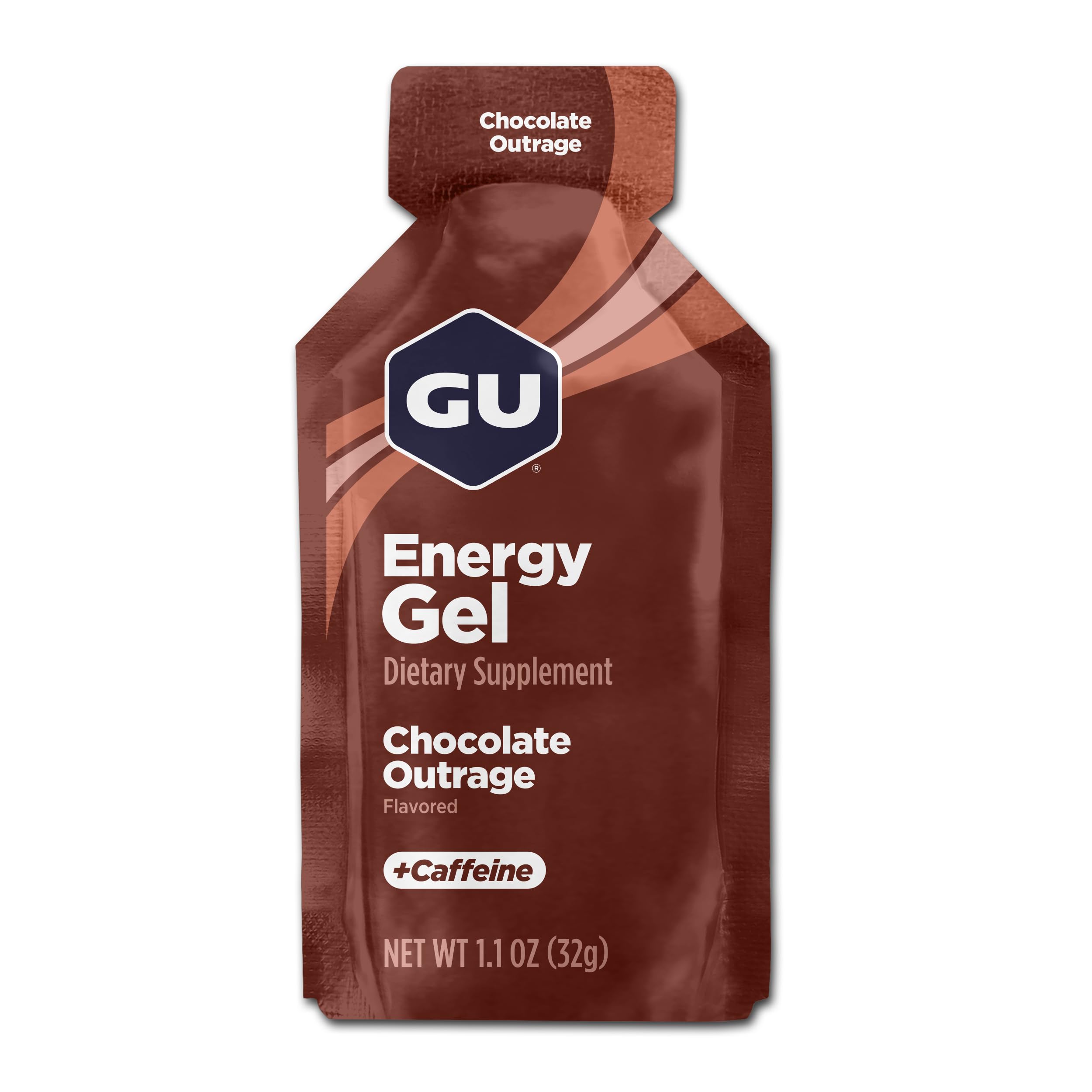 GU Original Energy Gels, Chocolate Outrage 24 Pack - 100 Calorie Energy Gel with Carbohydrates, Caffeine, BCAAs and Electrolytes - Pre-Workout Fuel for Running, Cycling, Triathlon and Endurance Sports