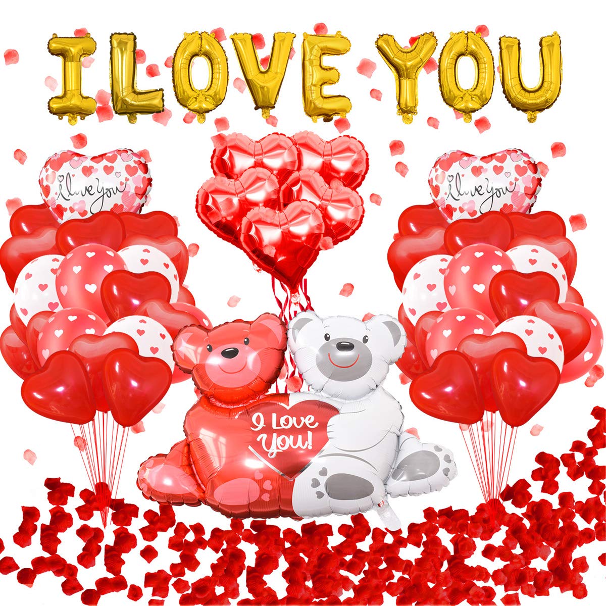 Decoracion De San Valentin, XXL Globo San Valentin, Kit San Valentin, 1000 Pétalos De Rosa Roja, Globos Rojos Globos, San Valentin Decoracion, Kit De DecoraciÓN Para Bodas, Aniversario