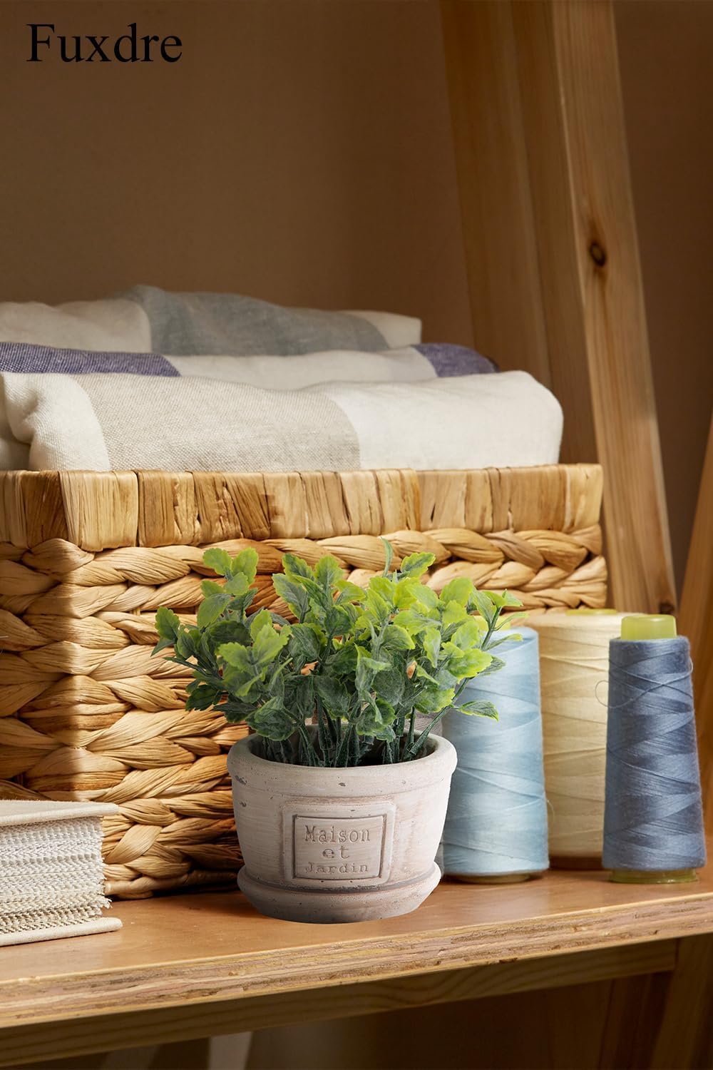 2 Pack Small Artificial Plants with Mint, The Mint Plants for Farmhouse Bathroom Decor, Rustic Home Decor for Living Room Bedroom Office Table Tray Shelve Indoor