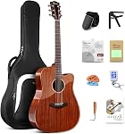 Rosen G31 Dreadnought Acoustic Guitar Soild Spruce Top 41 Inch Guitarra Full Size with Gloss Finish Bundle Starter Kit with Gig Bag, Tuner, Strings, Strap, and Picks