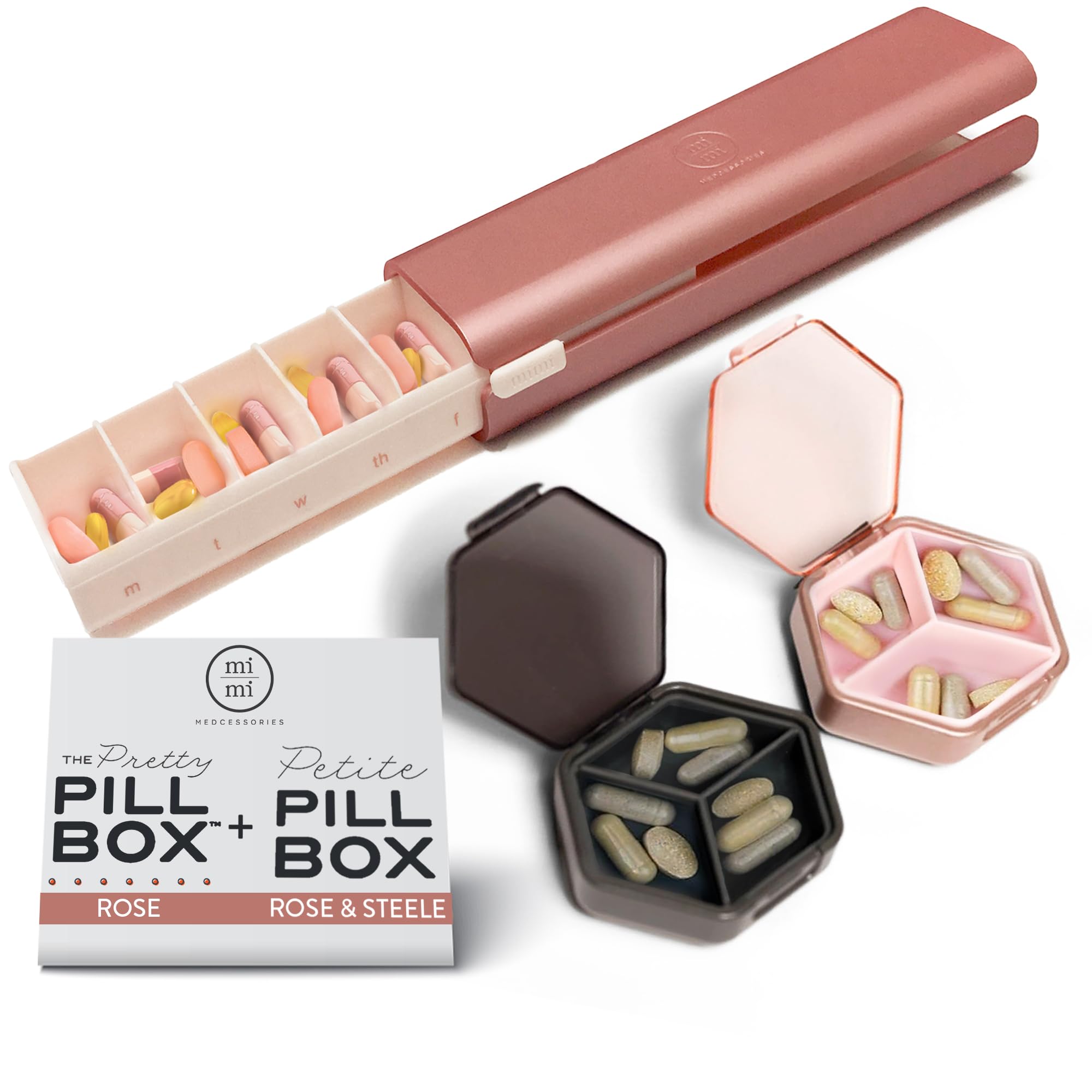 Mimi Medcessories Pill Organization Set - Stylish Daily Weekly Pill Management for Modern Living with Petite Pillbox 7