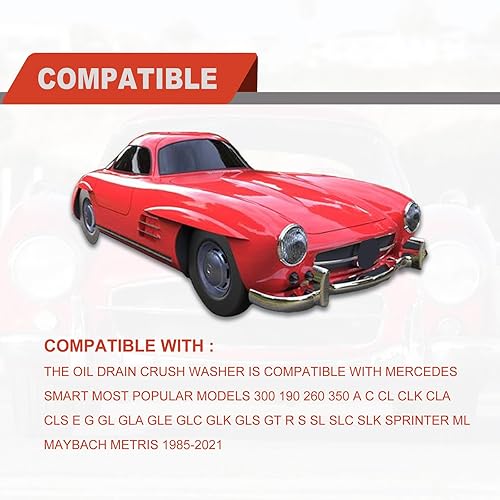 Miniatura 5 de Reemplazo de la junta del tapón de drenaje de aceite para Mercedes Oil Crush Washer 0.551 in Cooper Crush Washer Tapón de drenaje de aceite OEM PN