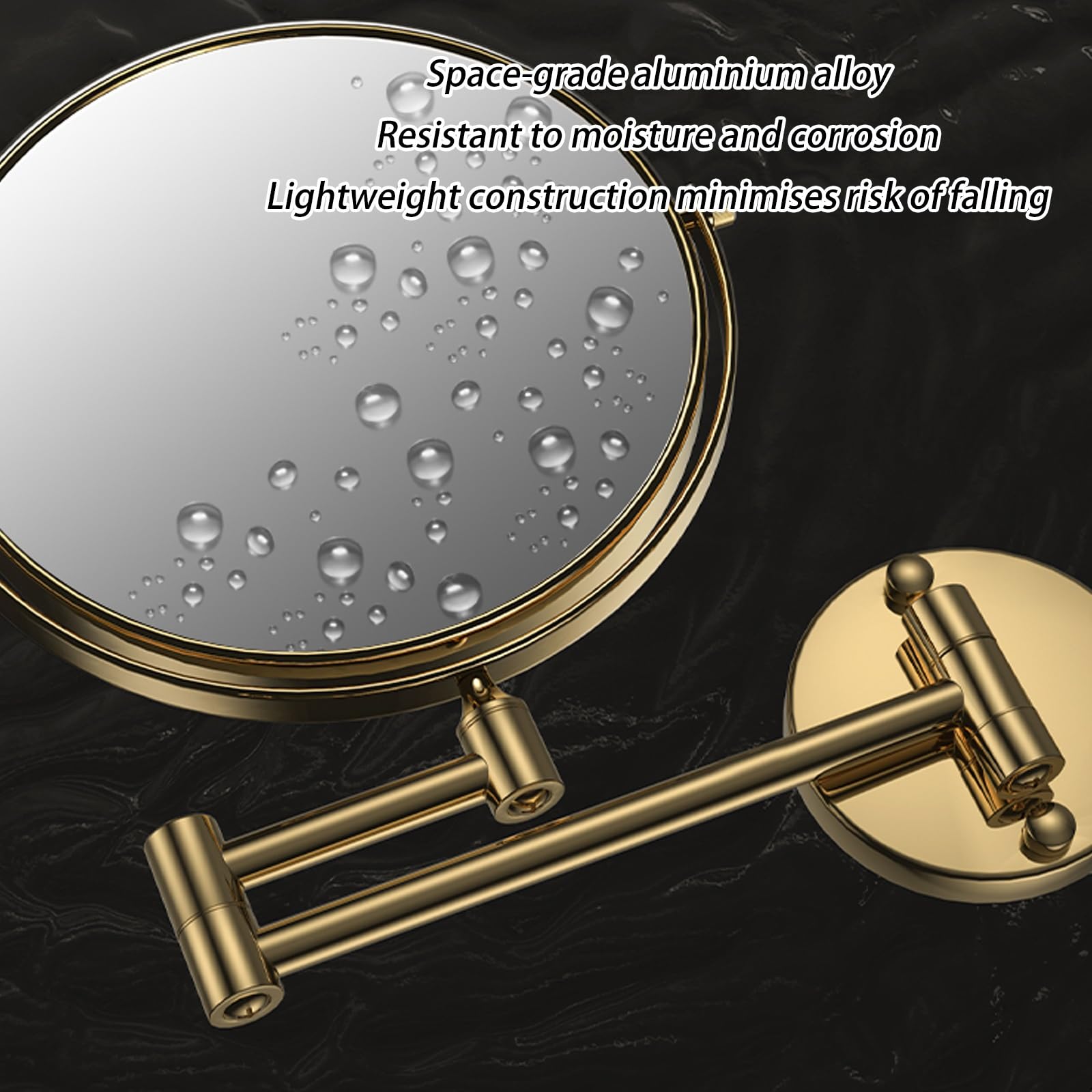 Espejo de maquillaje montado en la pared, espejo de aumento de doble cara 1X/3X, espejo giratorio de 360 grados para afeitarse, espejo cosmético de baño extensible para hombres y mujeres