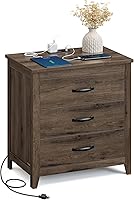 Vista 9 de VASAGLE Colección LIRY - Mesita de noche de granja con estación de carga, mesa de cabecera, mesa auxiliar con cajón, compartimento abierto