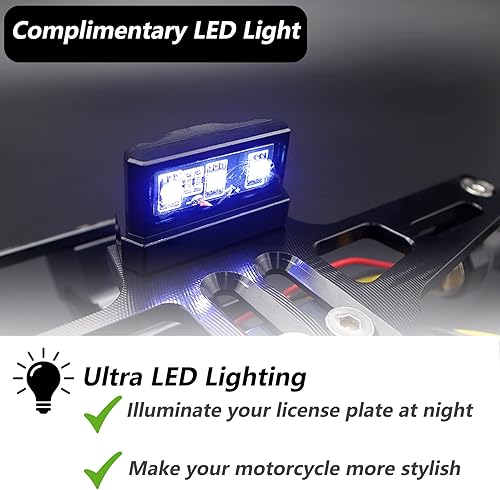 Miniatura 3 de LKV - Soporte universal para placa de matrícula de motocicleta con kit eliminador de guardabarros con luz LED, soporte de montaje de placa de