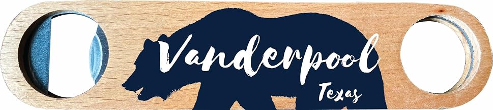 Vanderpool Texas Wooden Bottle Opener Souvenir Bear Camping Design Single