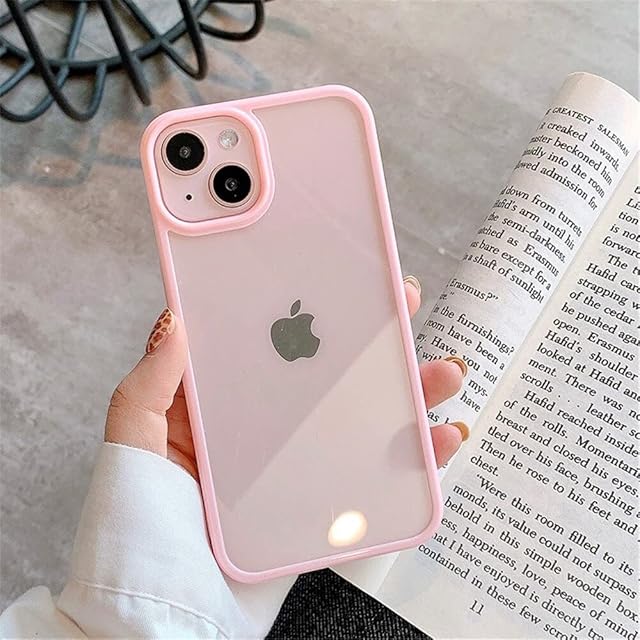 OWM iPhone 13 Case Clear Back Transparent Bumper Protective Shockproof Silicone Slim Phone Cover Case for iPhone 13 (Pink)