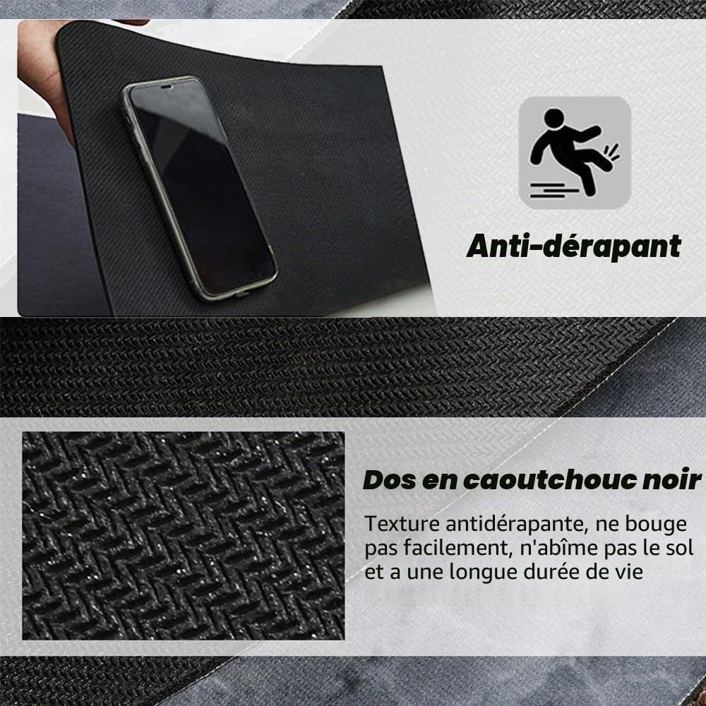 Hixingo Tapis de Cuisine Devant Evier Antidérapant Lavable, Style Campagne Vintage Tapis Couloir en Diatomite Absorbant Séchage Rapide pour Buanderie, Cuisine, Salle de Bain (Tiles Gris,60x180cm)