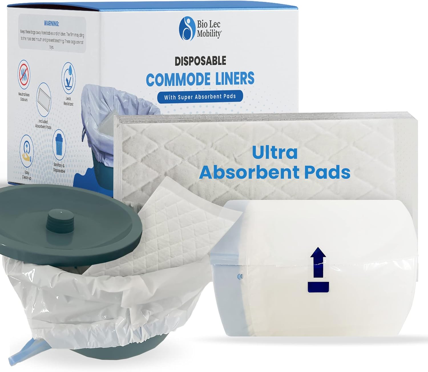 BIOLEC MOBILITY Commode/Bed Pan Premium Liners Included with Supreme