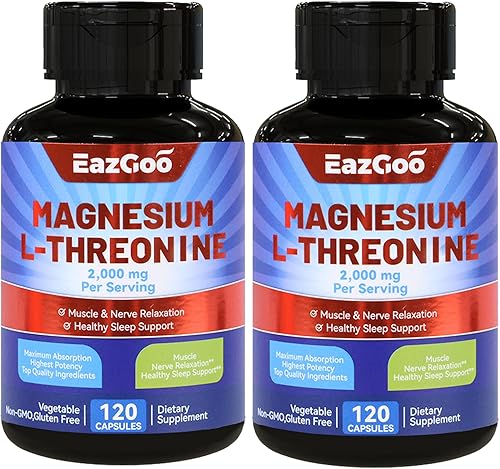Suplemento de magnesio L-treonina, suplemento de magnesio mineral, L-treonina de magnesio 2000 mg, 240 cápsulas