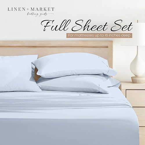 Vista 4 de Linen Market Juego de sábanas tamaño matrimonial de microfibra cepillada, 4 piezas, certificado Oeko-TEX, ultra suaves y sin arrugas, sábanas