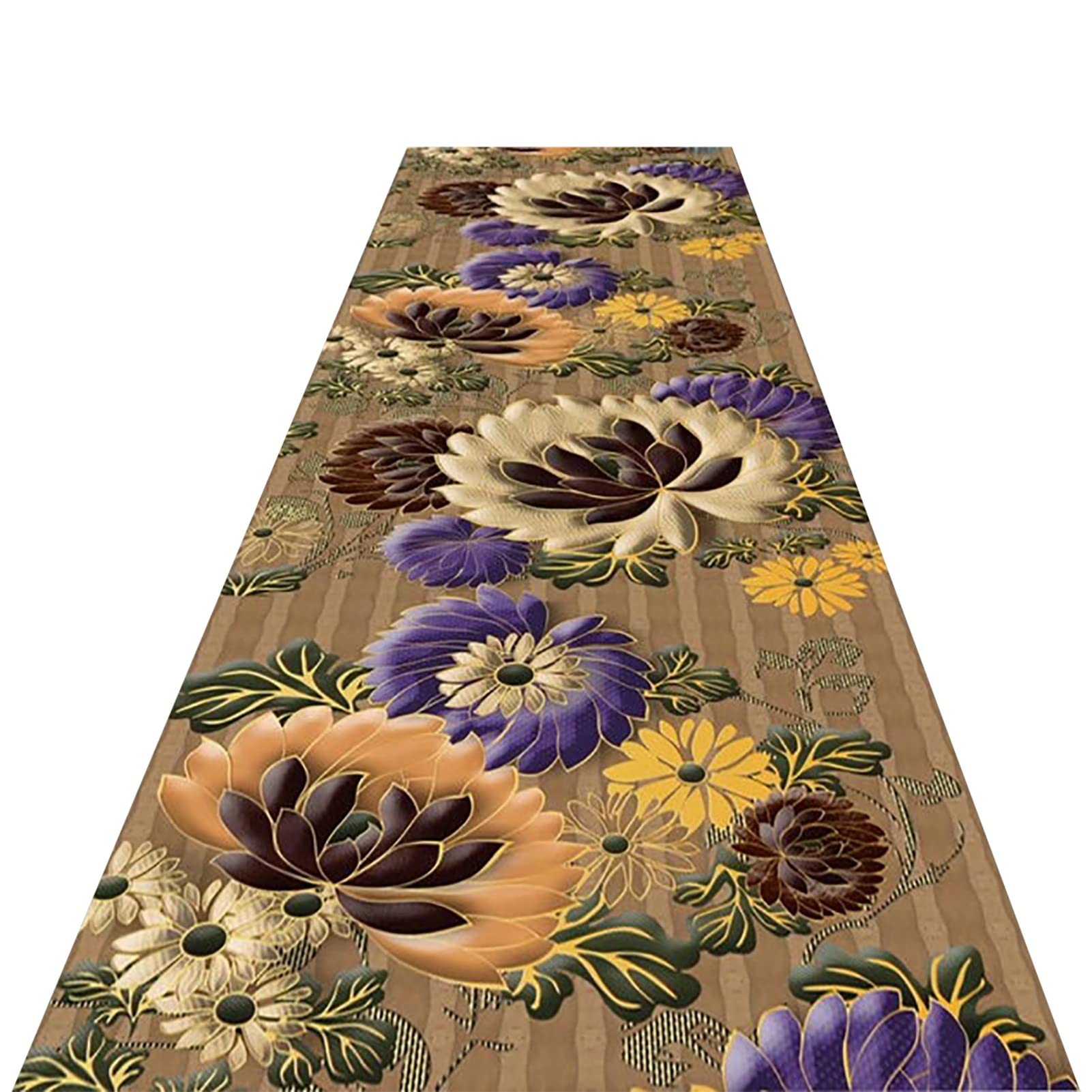 HAUTHE Indoor Hallway Runner Washable, Traditional Non Slip Floor Mat with Floral Scroll Pattern, Kitchen Entryway Carpet, Extra Long Accent Area Rugs(60cm x 200cm (2ft x 6.6ft))