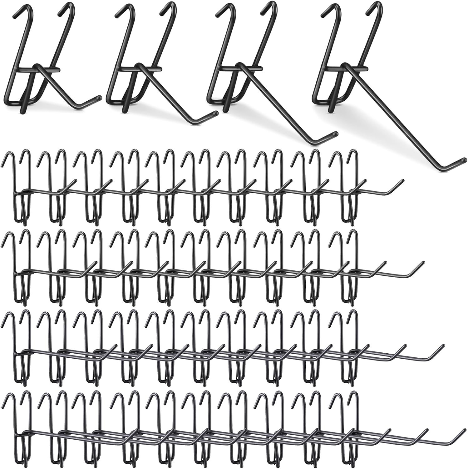100 Pack 2/4/6/8 Inch Gridwall Hooks Heavy Duty Black Display Hooks Gridaall Panels Accessory for Retail Craft Show Home Setup Custom Display
