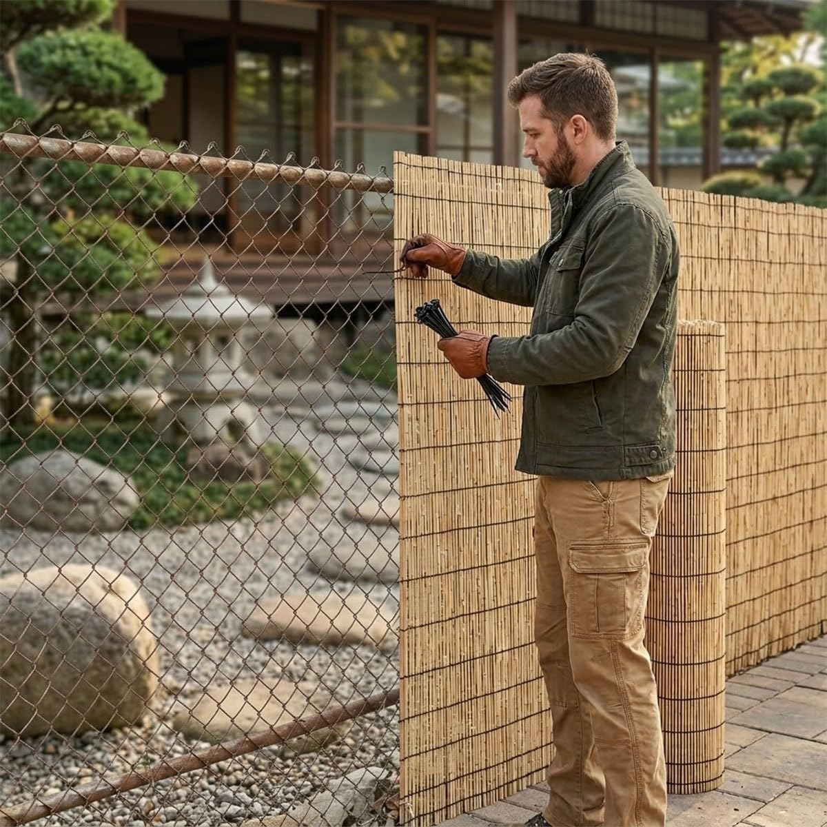 Générique Canisse en Roseau Naturel, Rouleau Canisse Bambou Roseau Naturel Brise Vue Jardin pour Grillage, Pare Vue Extérieur Découpable et Respirant, Clôture Occultante Décorative Facile à Installer