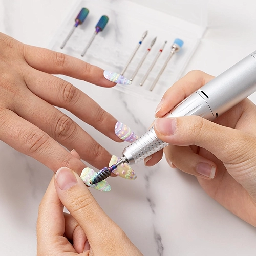 Conjunto de 7 peças de brocas de diamante de carboneto de tungstênio de 3/81 cm, ferramentas de manicure e pedicure adequadas para unhas de acrílico, remoção de cutículas de gel de poliéster