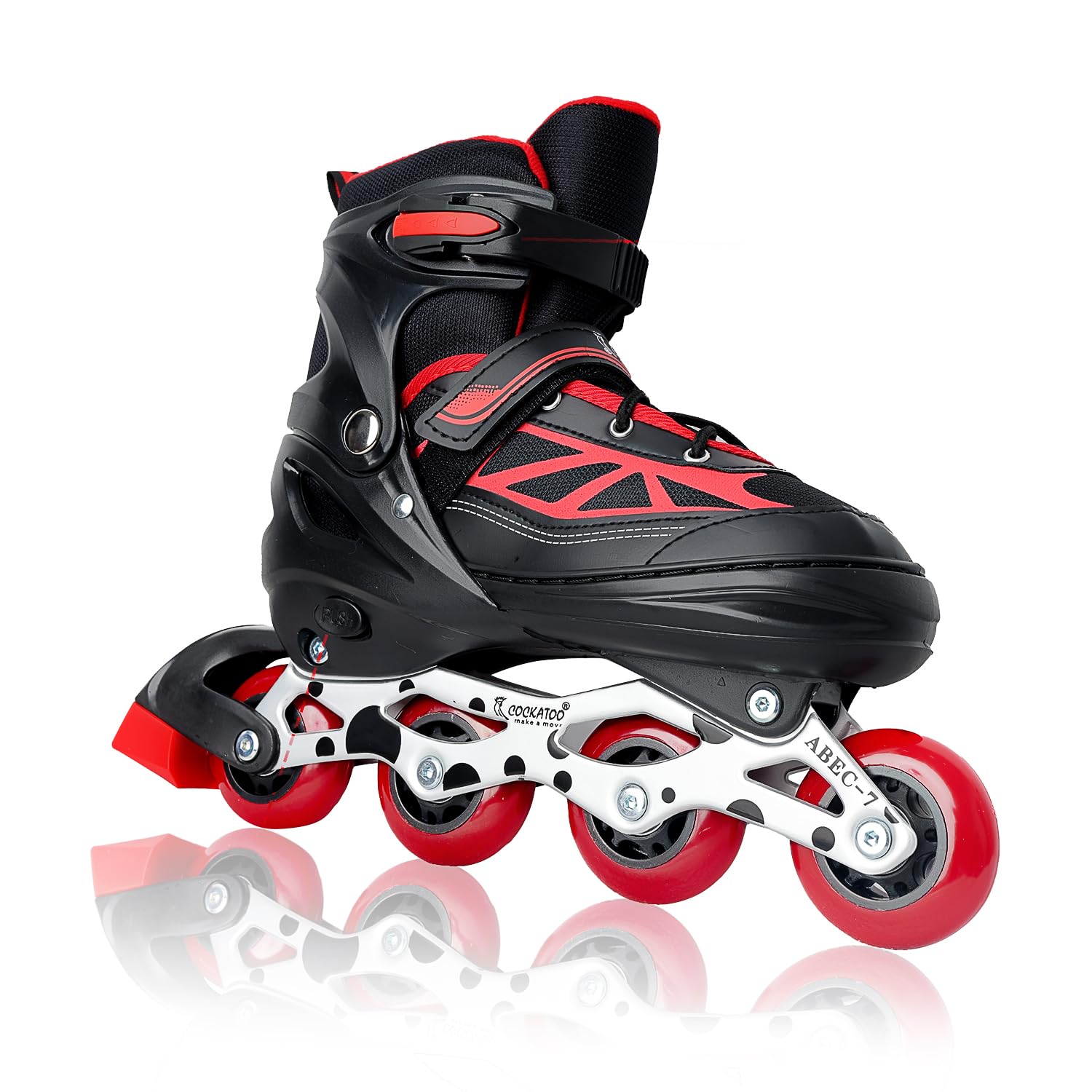 Cockatoo Urban Flow Adjustable 4-Wheel Inline Skates, Quad Roller Skates, 2-in-1 Design, Aluminum Chassis, 72 mm PU, L-Red-image-23