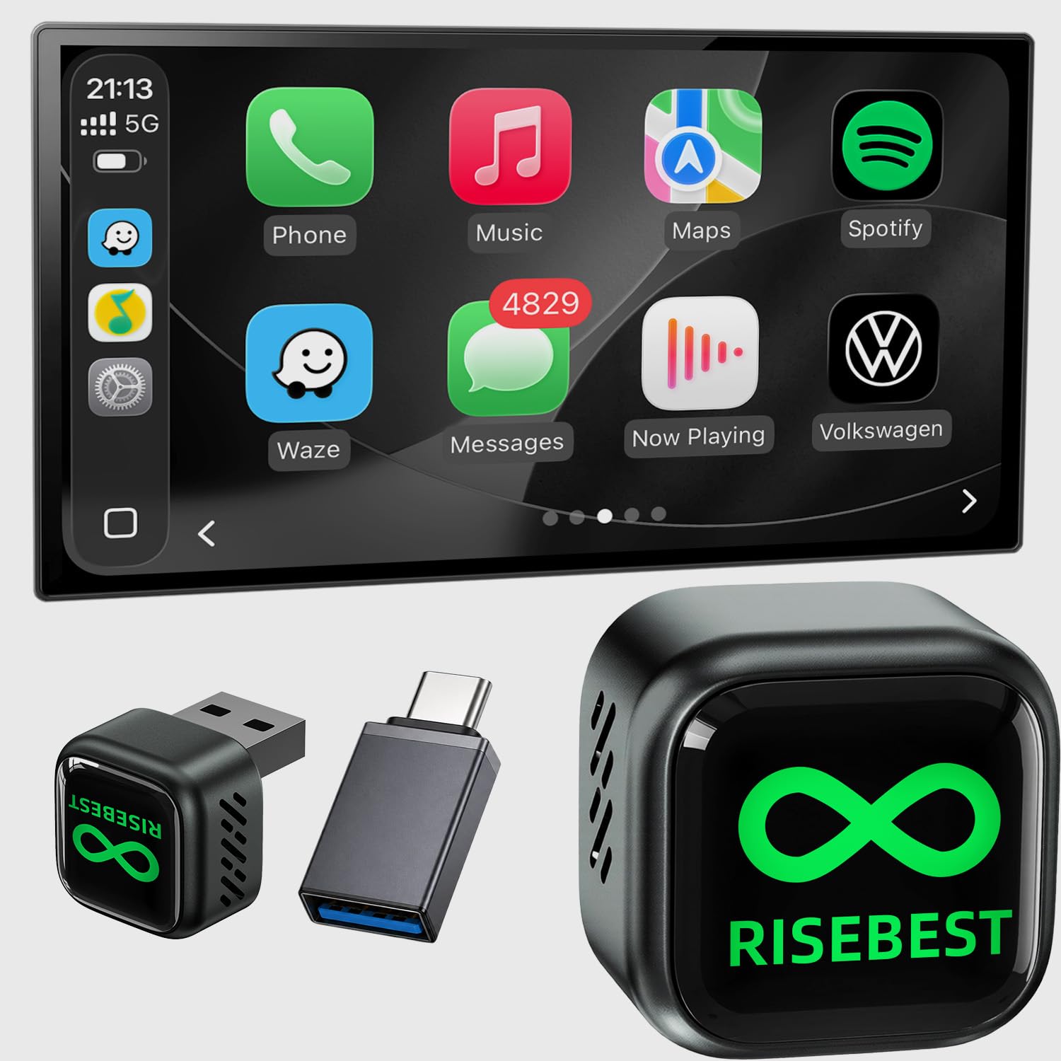 Mini Cube Wired to Wireless CarPlay Adapter (Infinity) | 2026 Upgraded Smart CarPlay Dongle, Fast Auto-Connect, Plug & Play for OEM Wired CarPlay Cars, Supports Music & Navigation-image-16