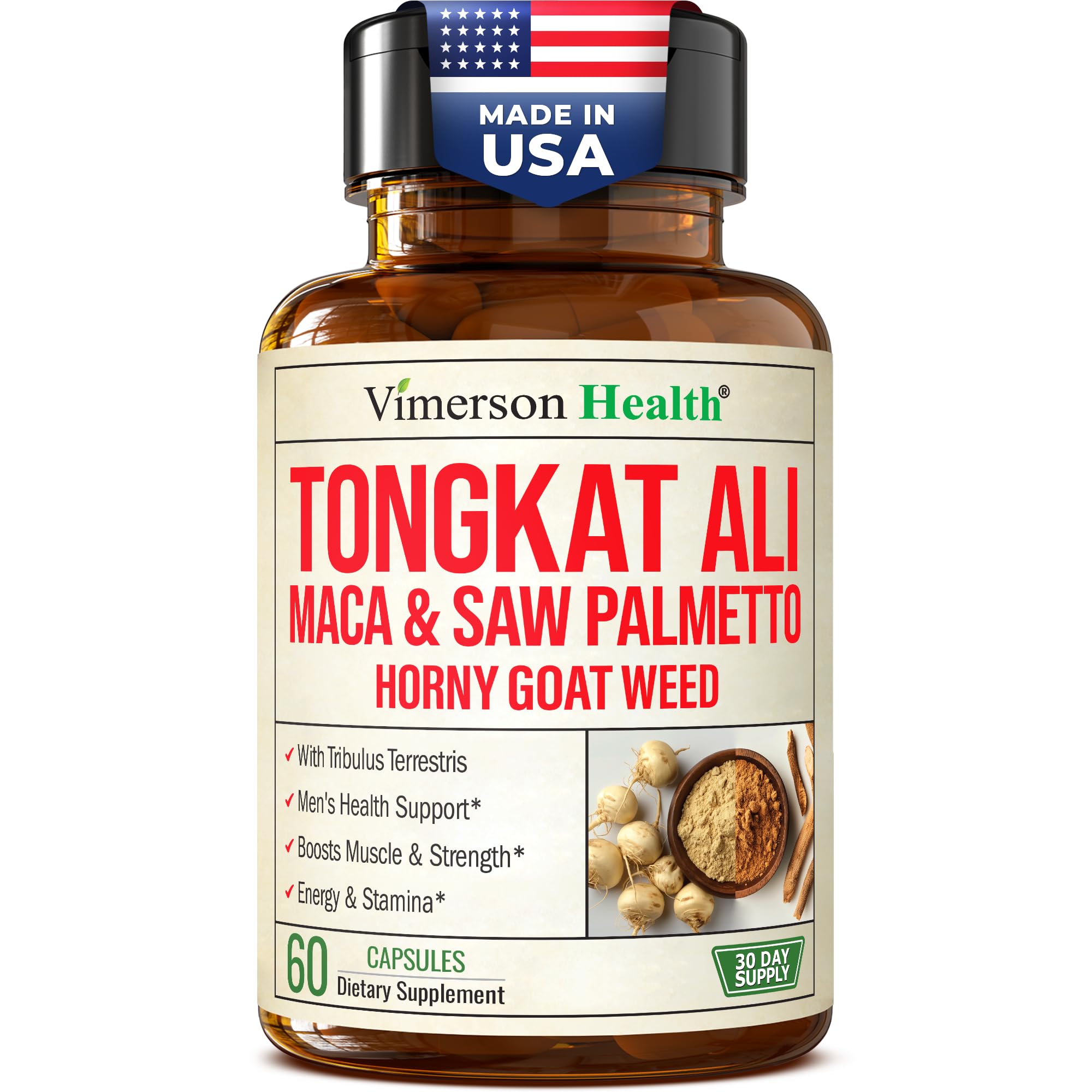 HornyGoatWeed for Men (1000mg per Serving) – Male Enhancing Supplement w/ Maca Root, Tongkat Ali, Saw Palmetto, Panax Ginseng, Tribulus Terrestris & L-Arginine for Energy, Drive & Strength, 60 Count