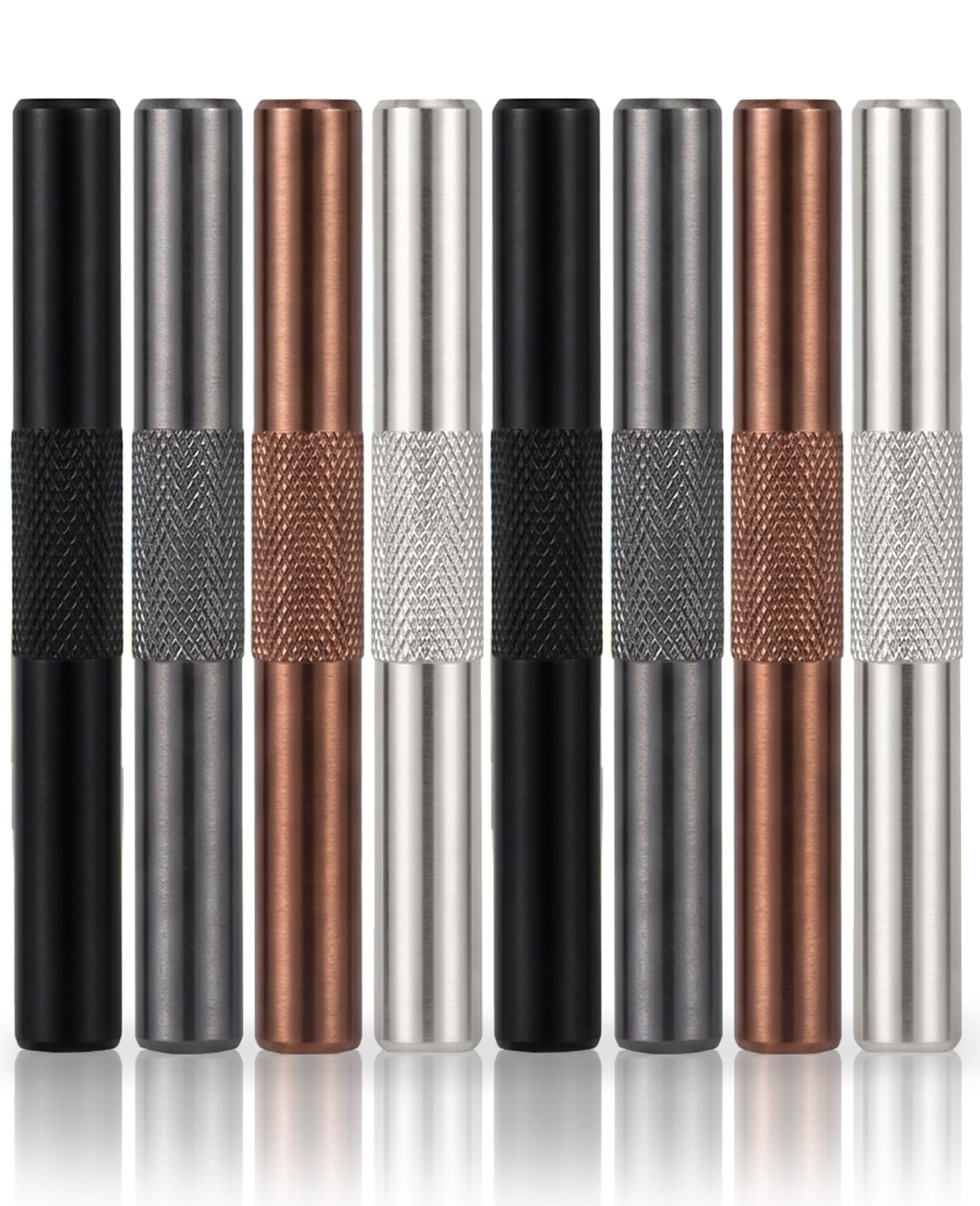 Guttiuaa 8 Pcs Short Metal Straws, Small Portable Various Colour Straw Kit for Coffee Tea Cocktail and Outdoor Activities