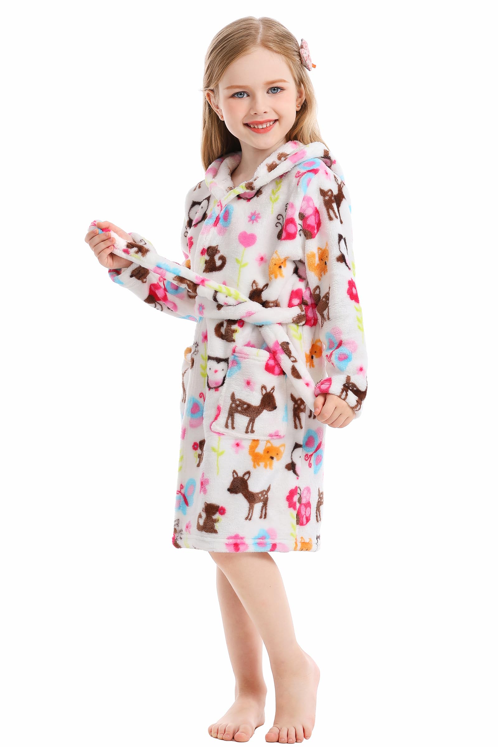 XINNE Unisex Bambino Corallo del Panno Morbido con Cappuccio Vestaglia Accappatoio Ragazzi Ragazze Toddlers Pigiami degli Indumenti da Notte